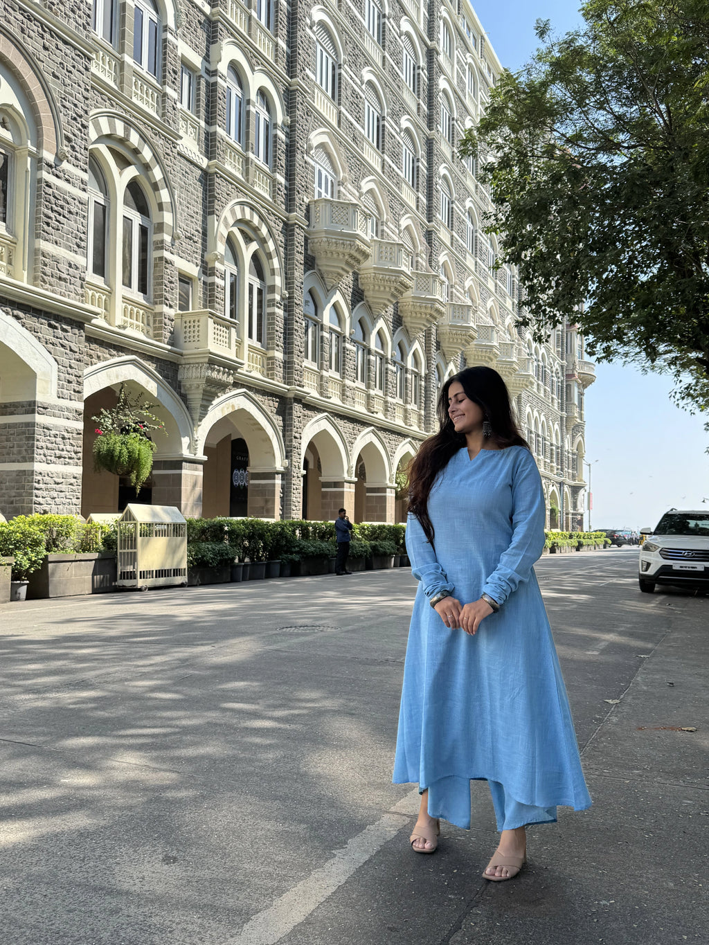 Jheel Kurta with Dhoti Pants in baby blue