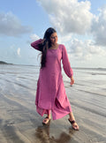 afeemi Raya mauve kurta with dhoti pants for women worn outdoors