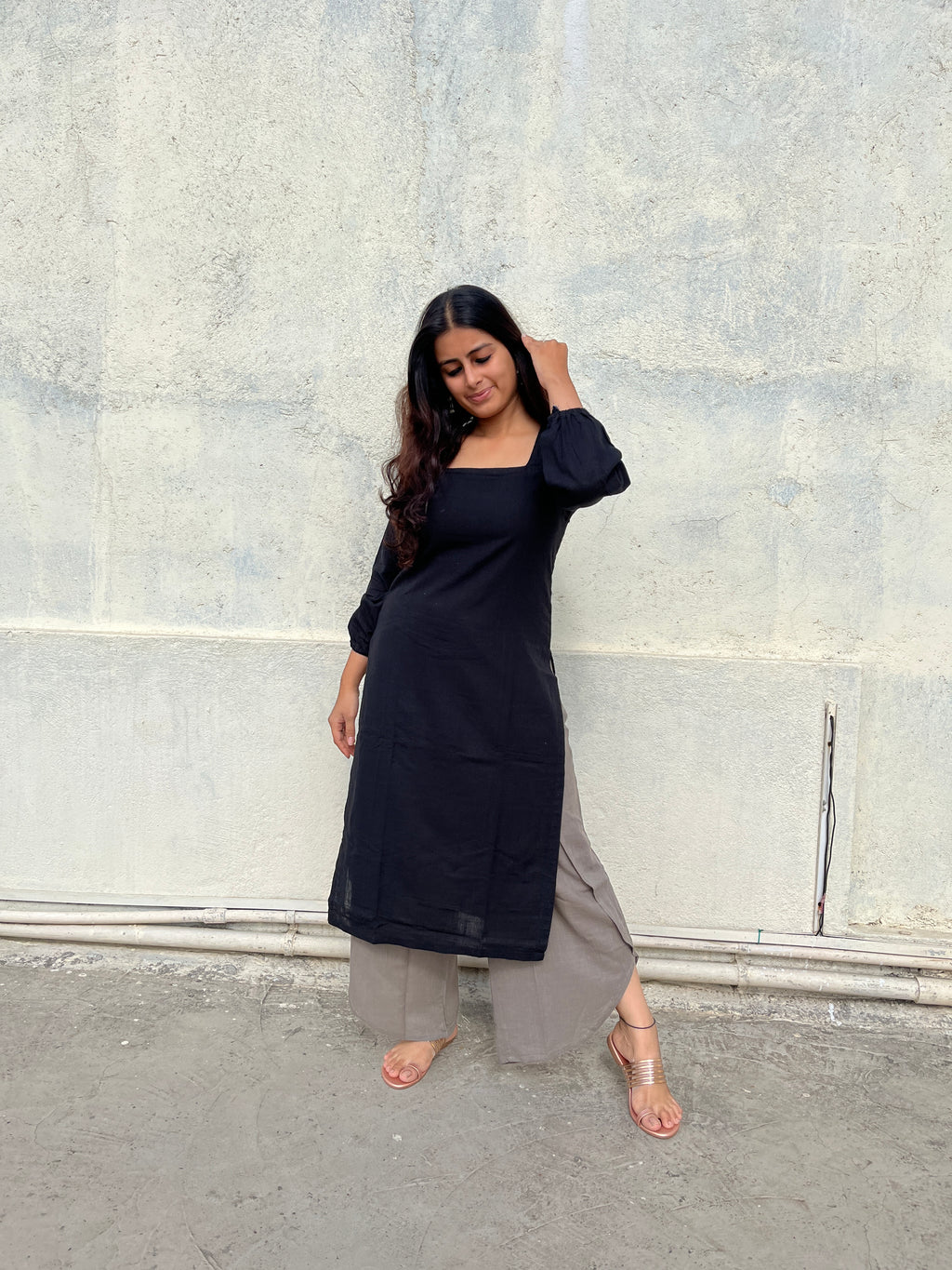 Black Raya Kurta with Dhoti Pants