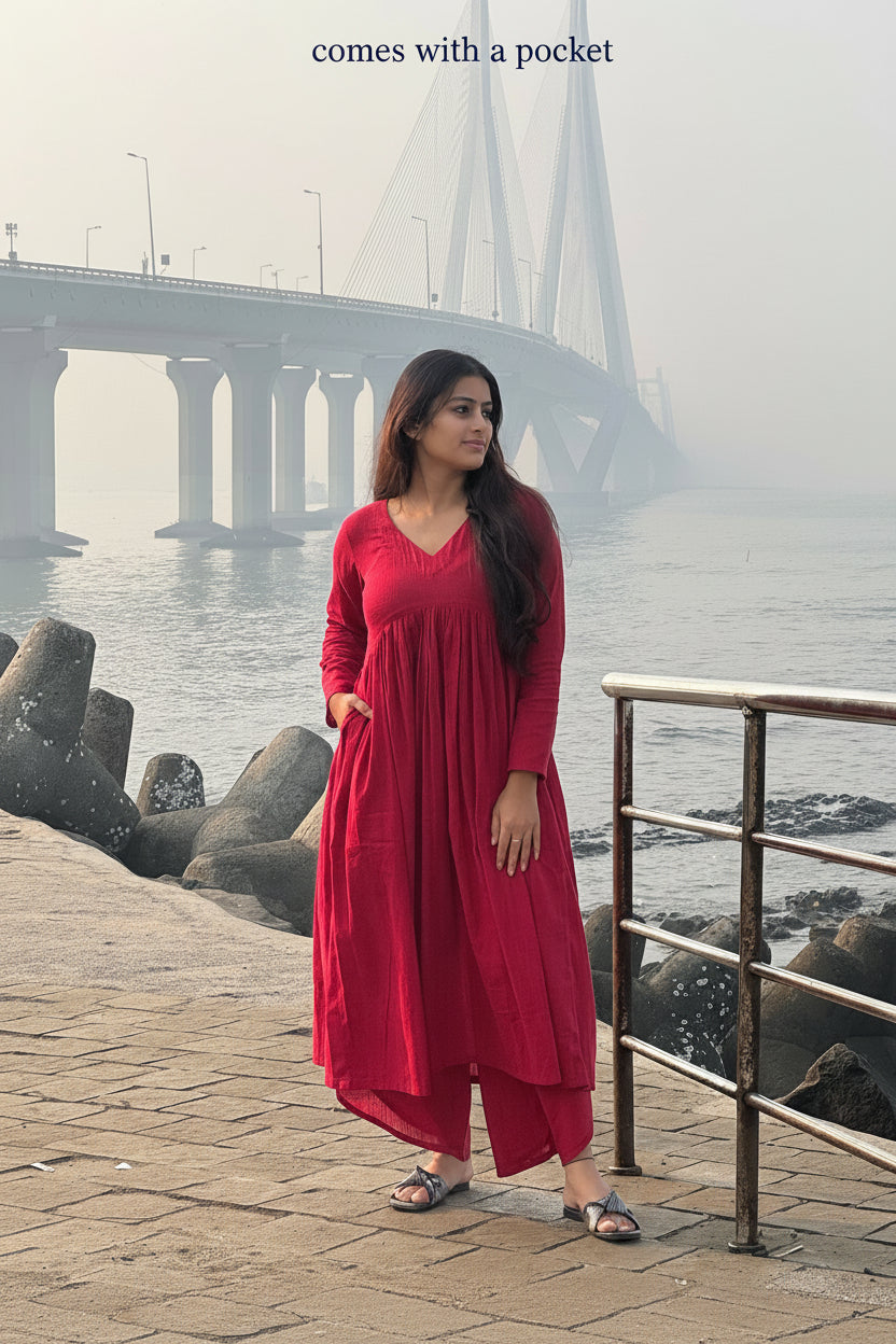 Maroon Masakali Kurta with Dhoti Pants