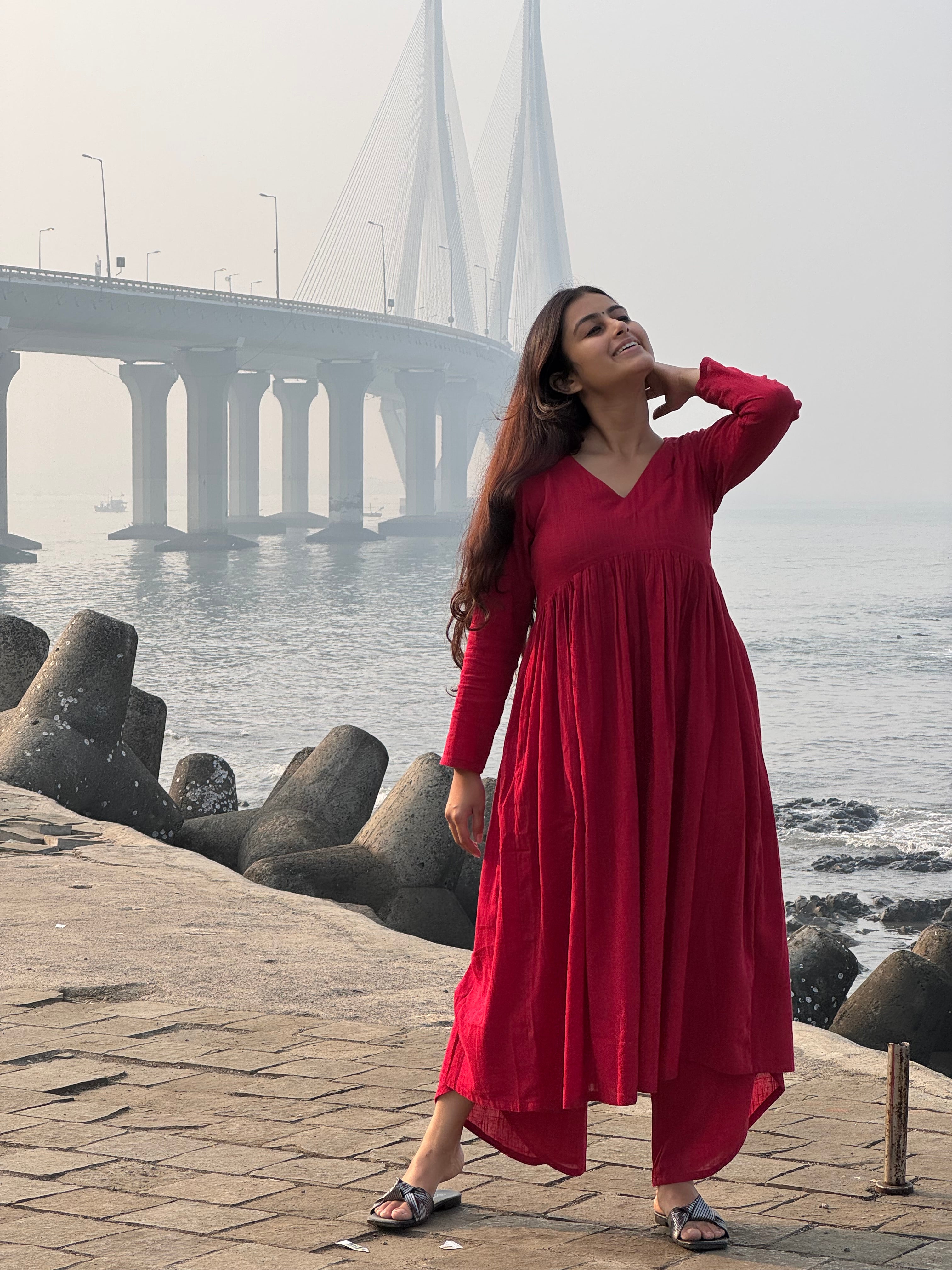Maroon Masakali Kurta with Dhoti Pants