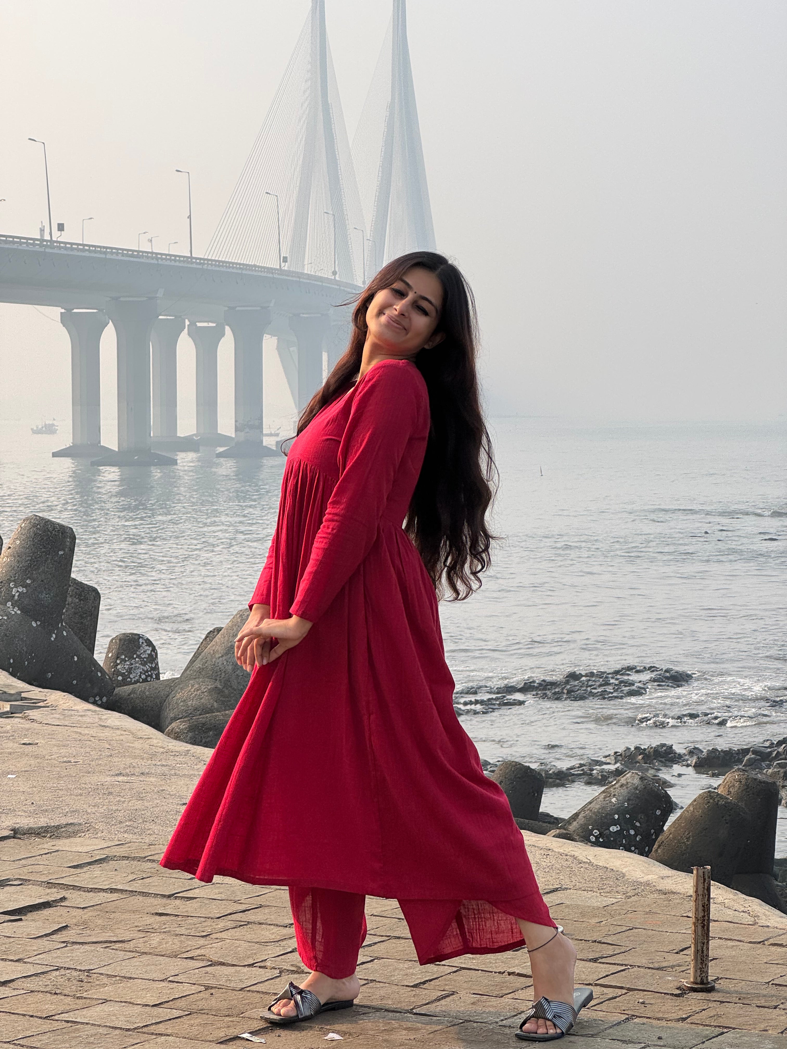 Maroon Masakali Kurta with Dhoti Pants