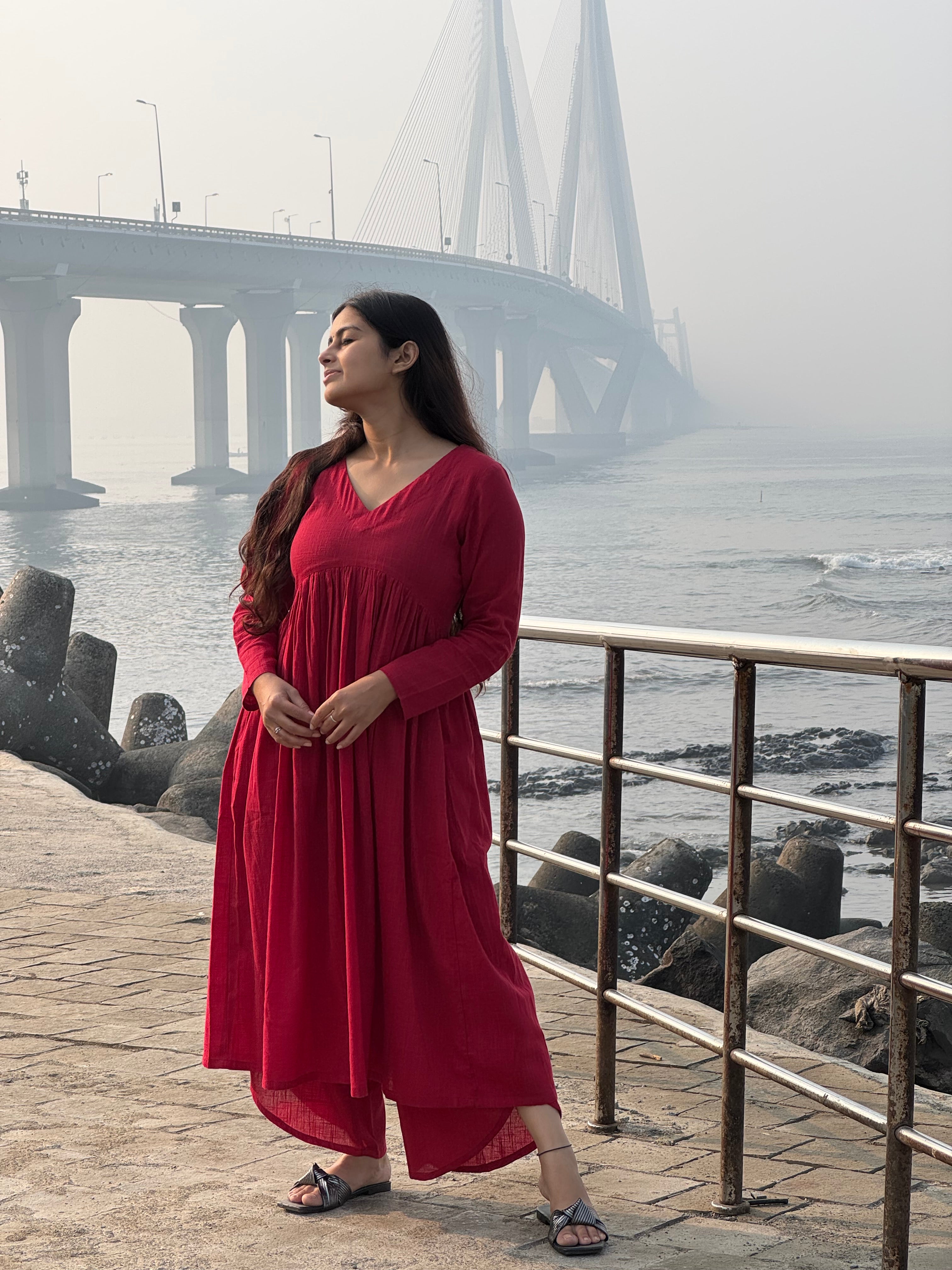 Maroon Masakali Kurta with Dhoti Pants