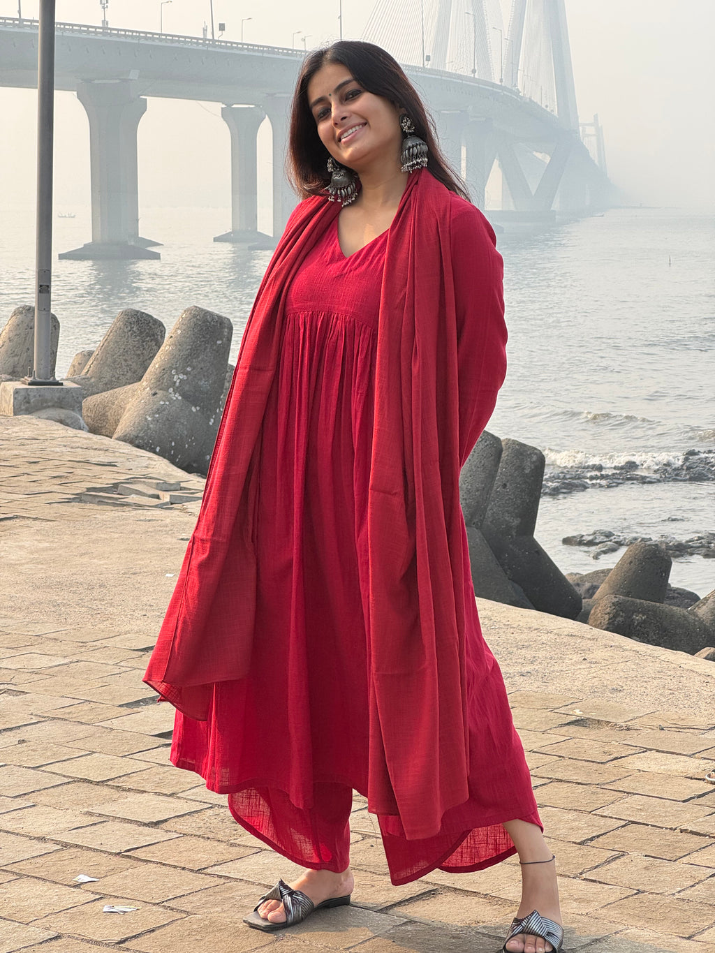 Masakali suit set with Dupatta in Maroon
