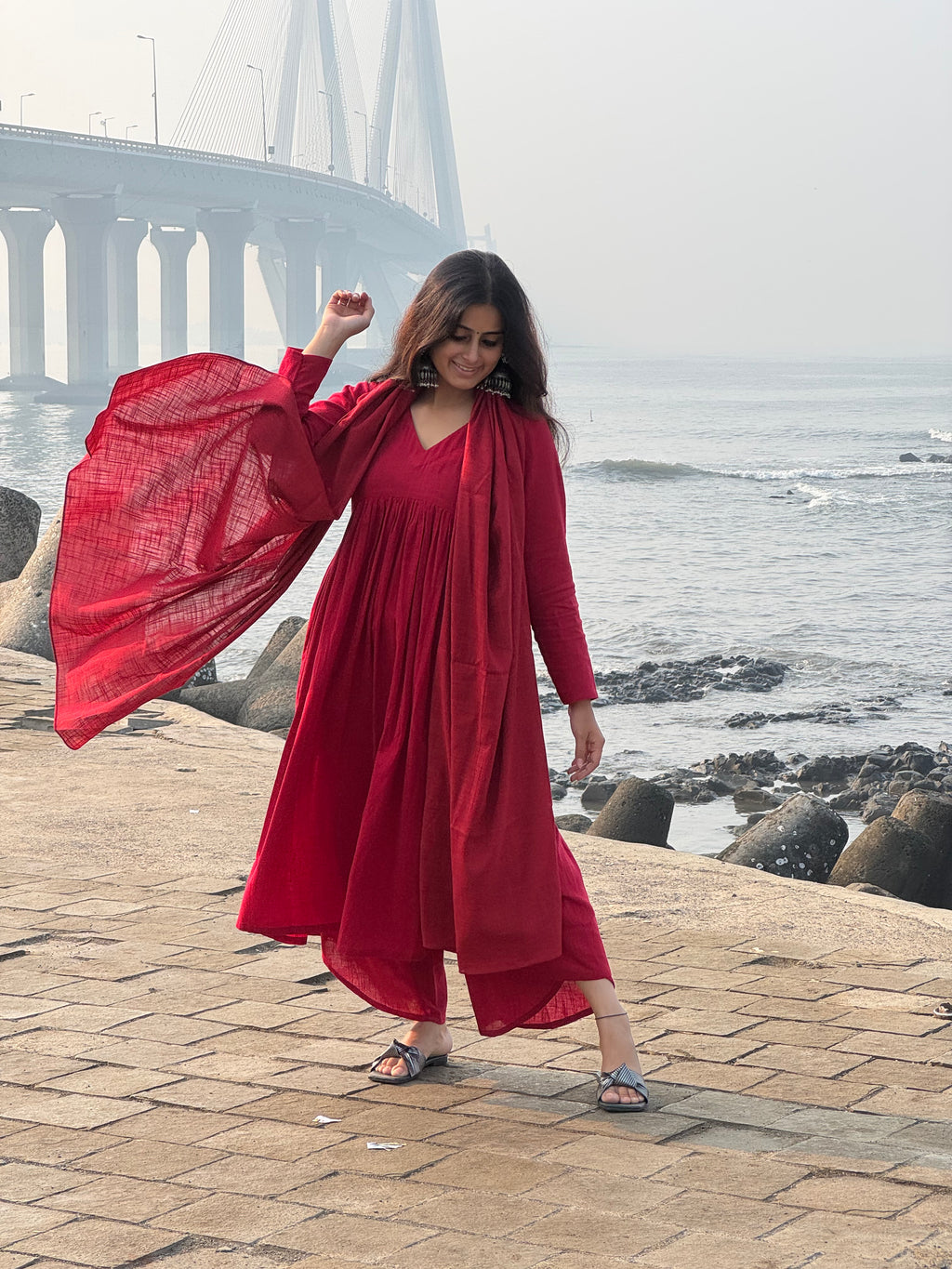Masakali suit set with Dupatta in Maroon