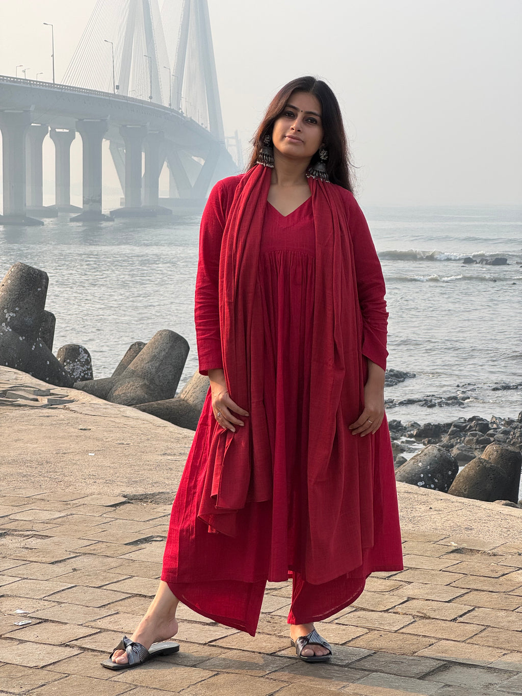 Masakali suit set with Dupatta in Maroon