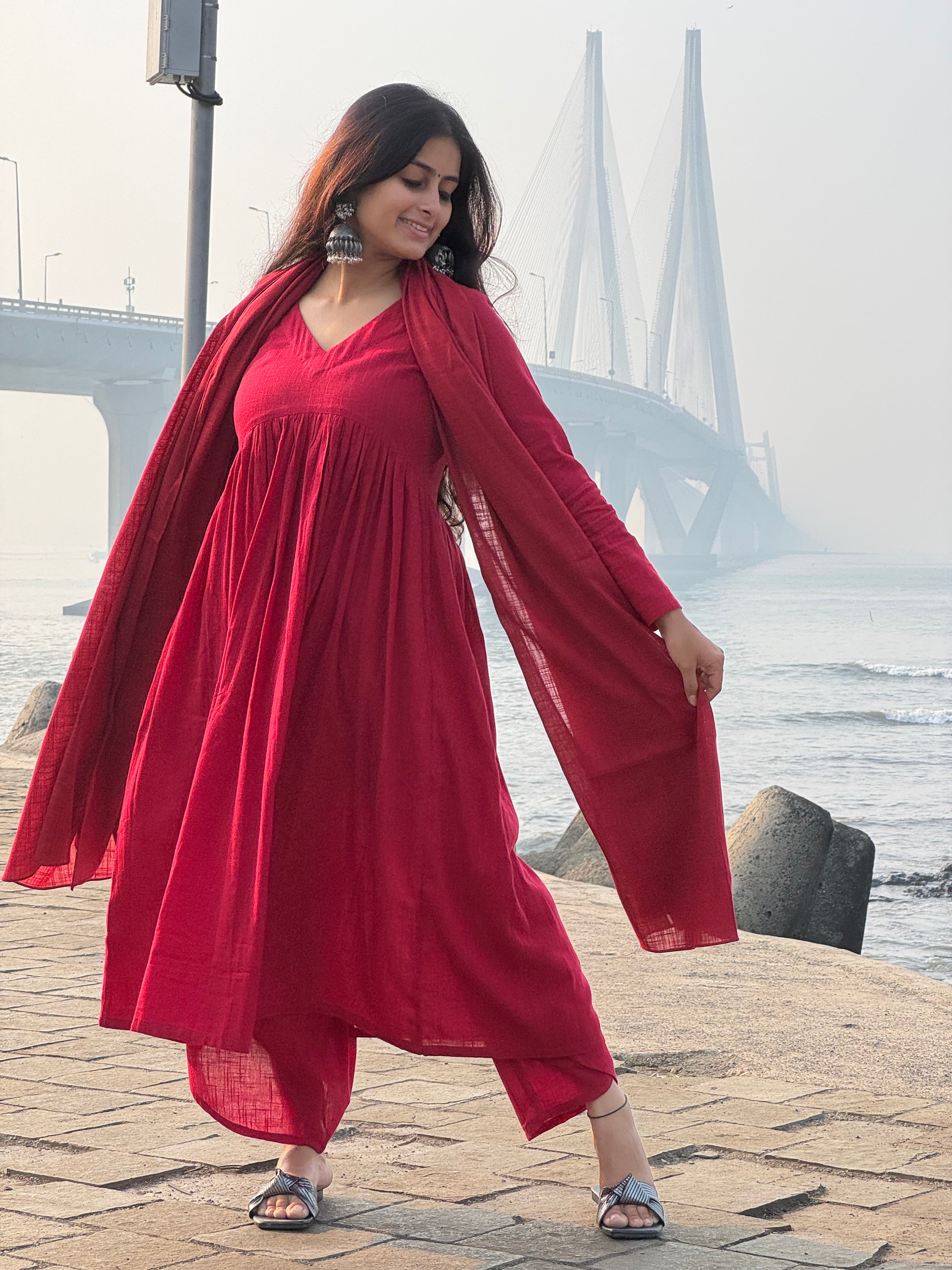 Masakali suit set with Dupatta in Maroon