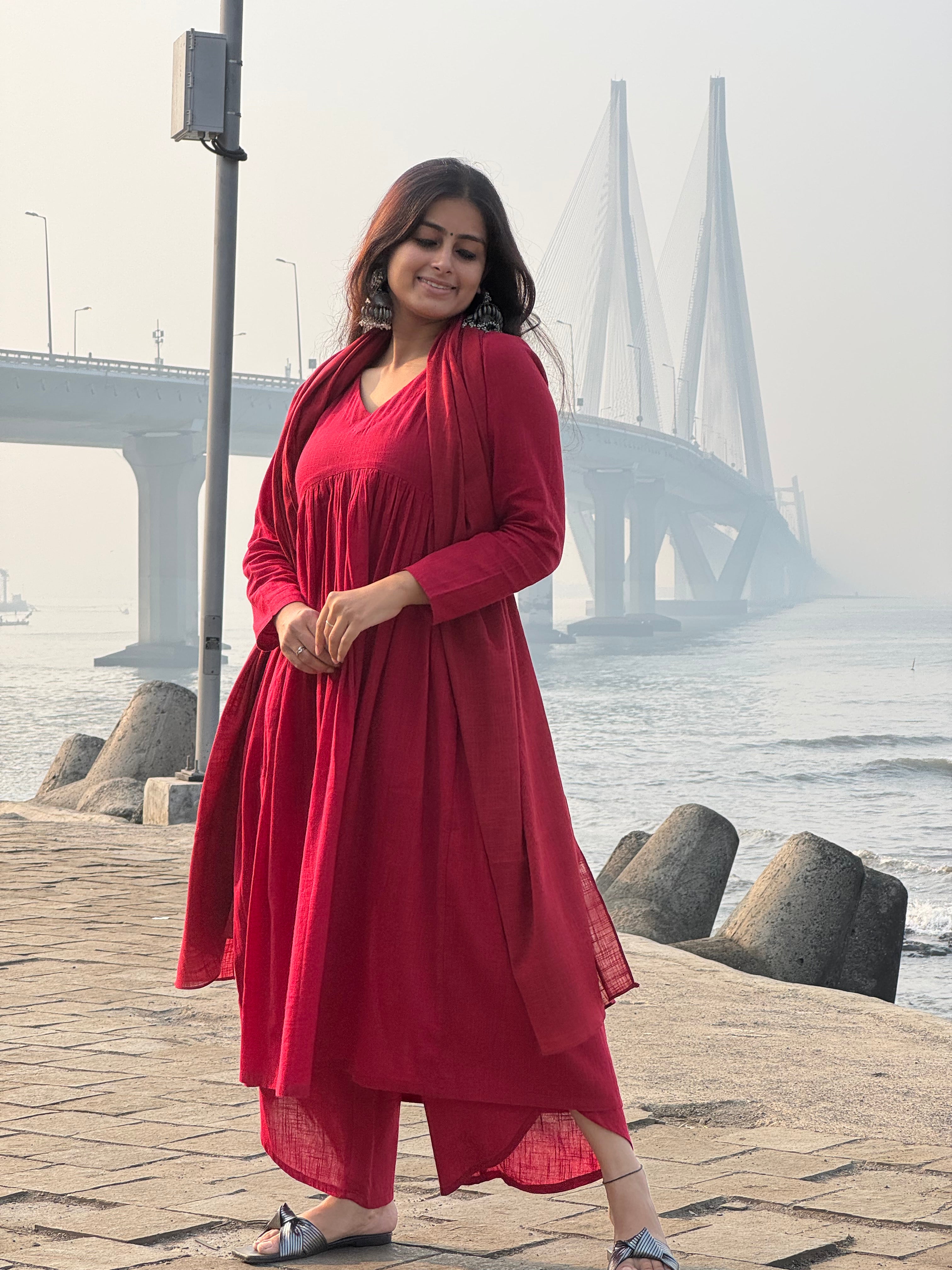 Masakali suit set with Dupatta in Maroon