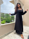 Black A-line Kurta with Palazzo