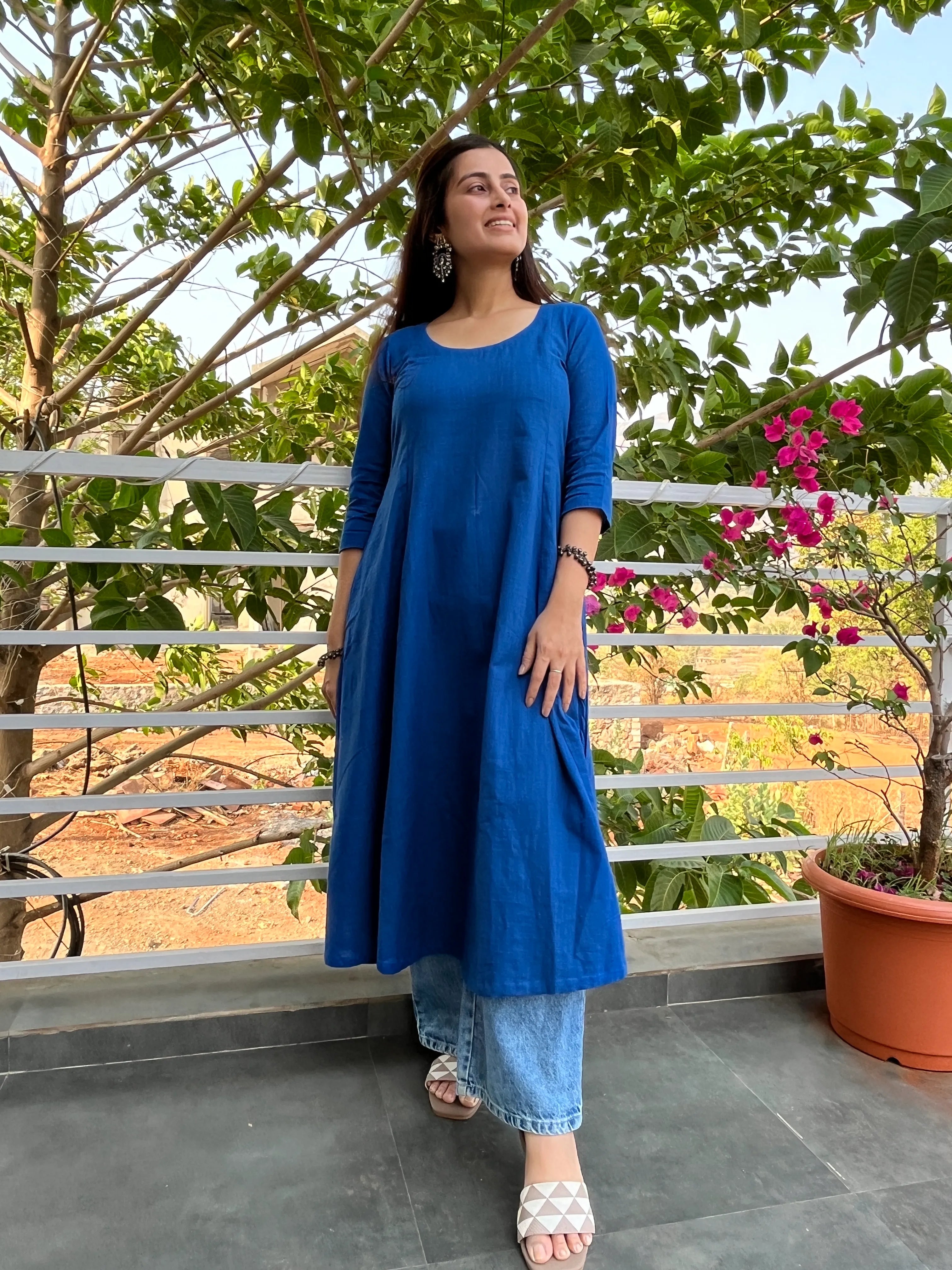 Blue Kali Kurta