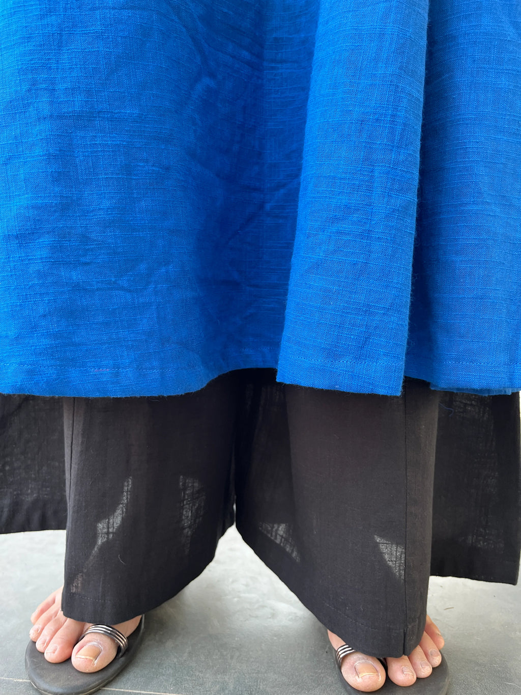 Blue Kali cut Kurta with Black Palazzo