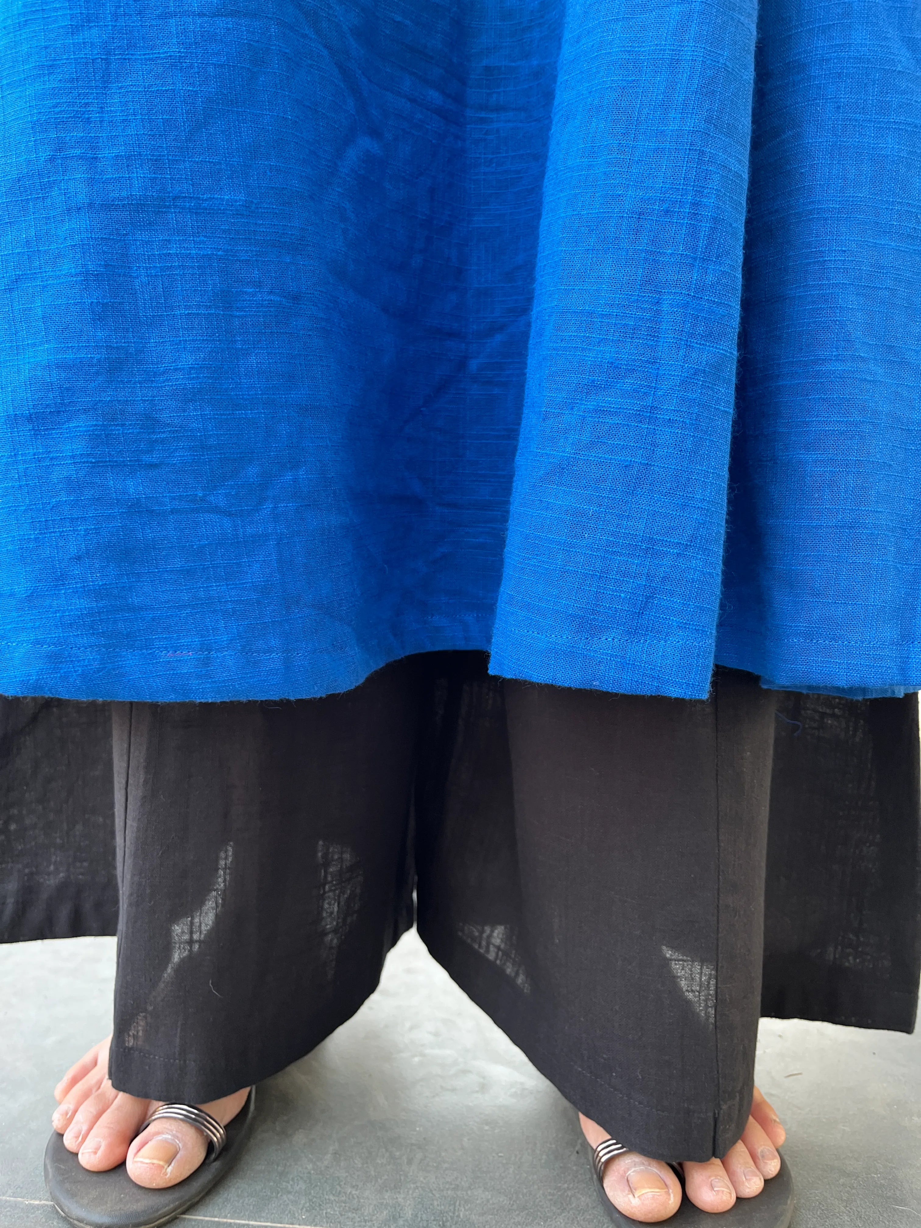 Blue Kali cut Kurta with Black Palazzo