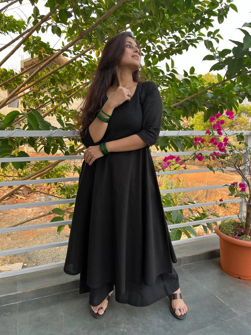 Black Kali cut Kurta with Palazzo