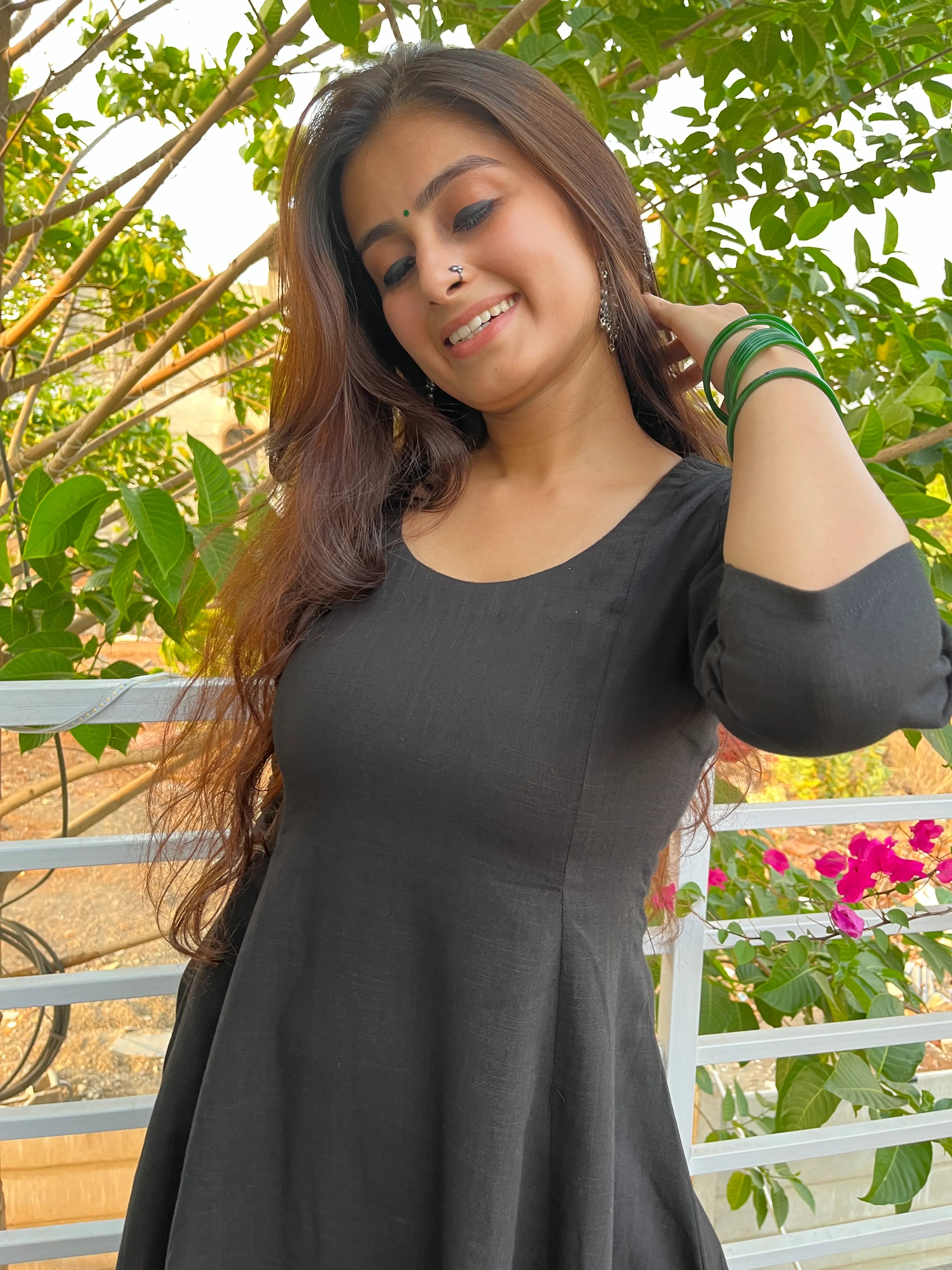 Black Kali cut Kurta with Palazzo
