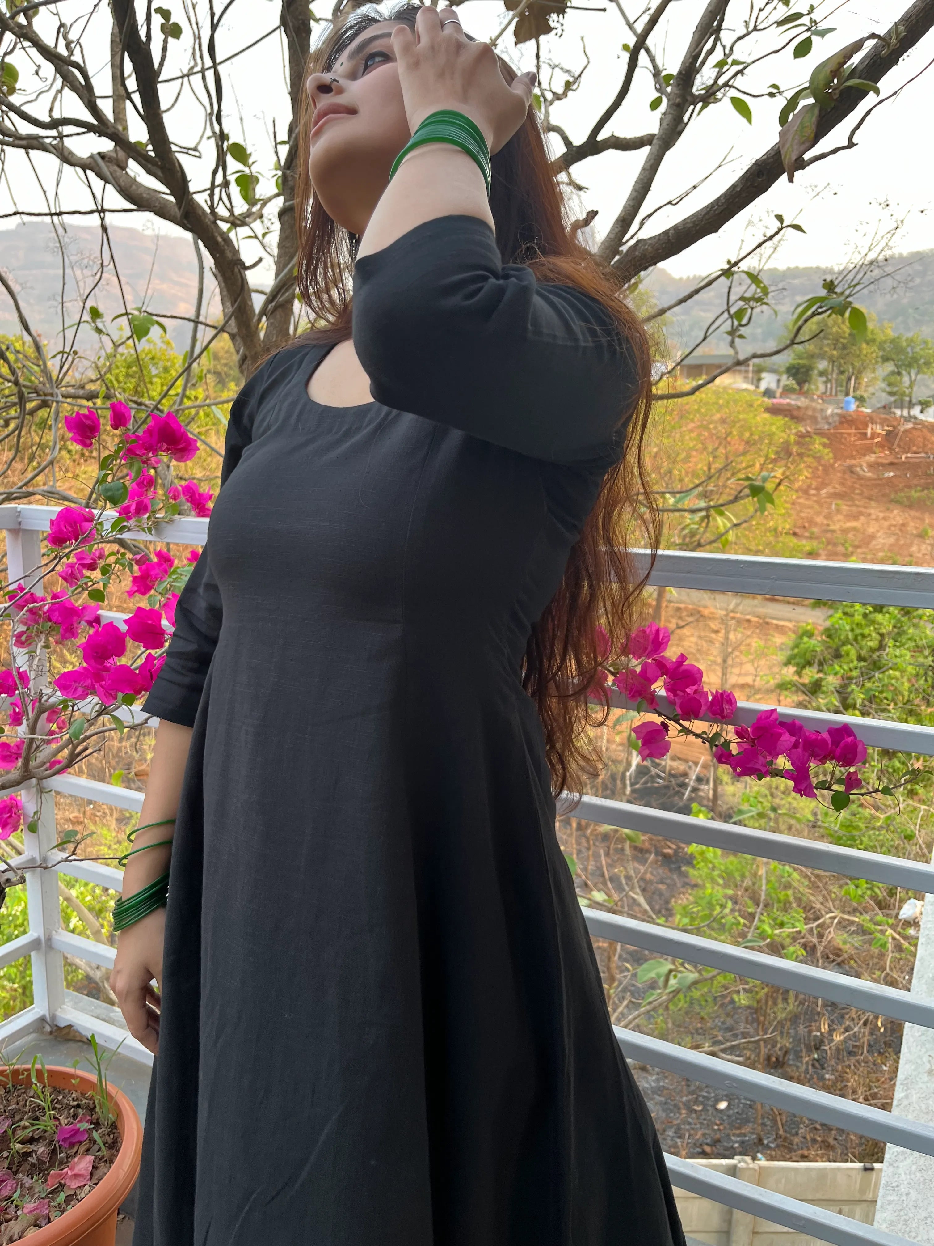 Black Kali cut Kurta with Palazzo