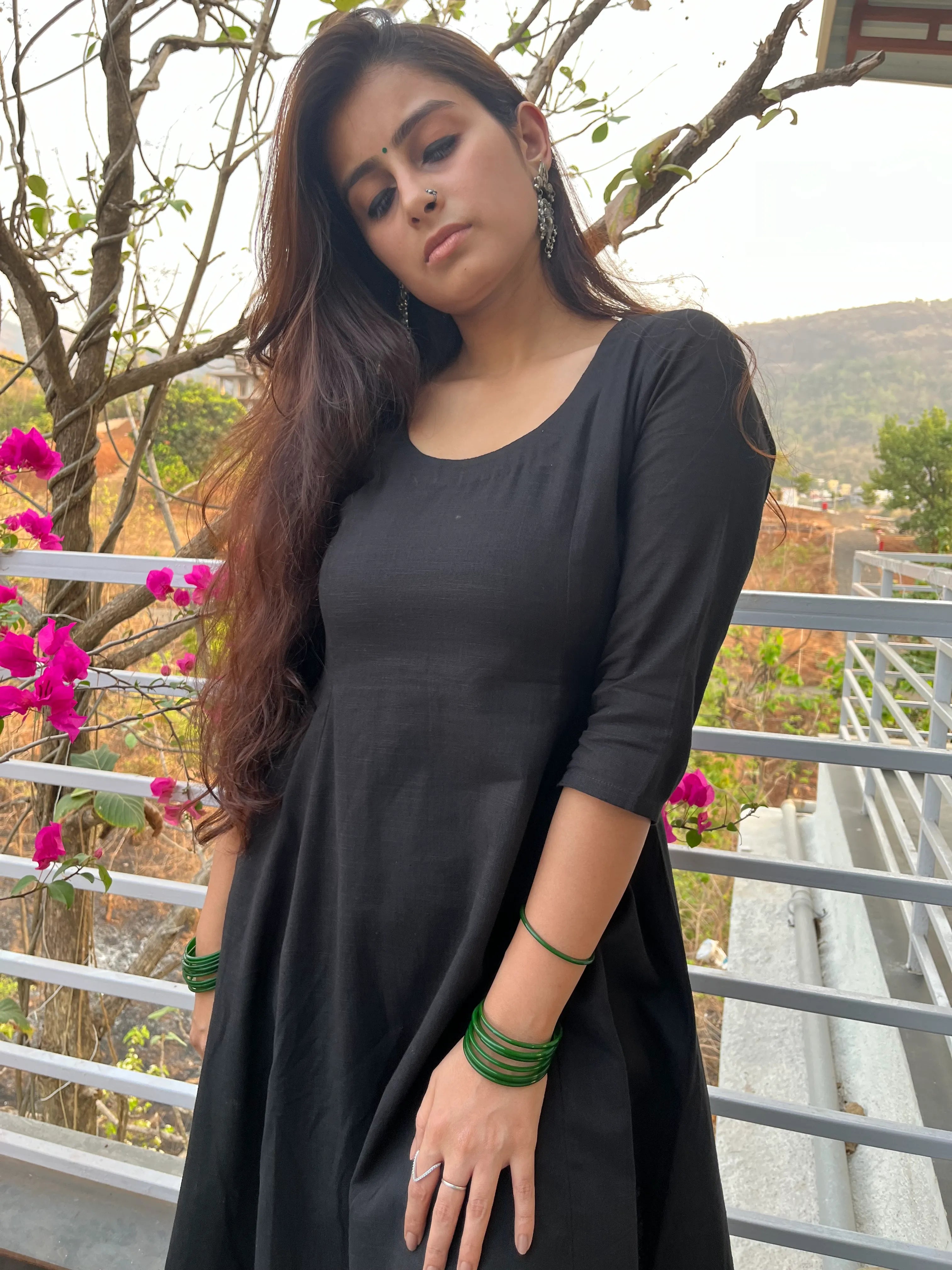Black Kali cut Kurta with Palazzo