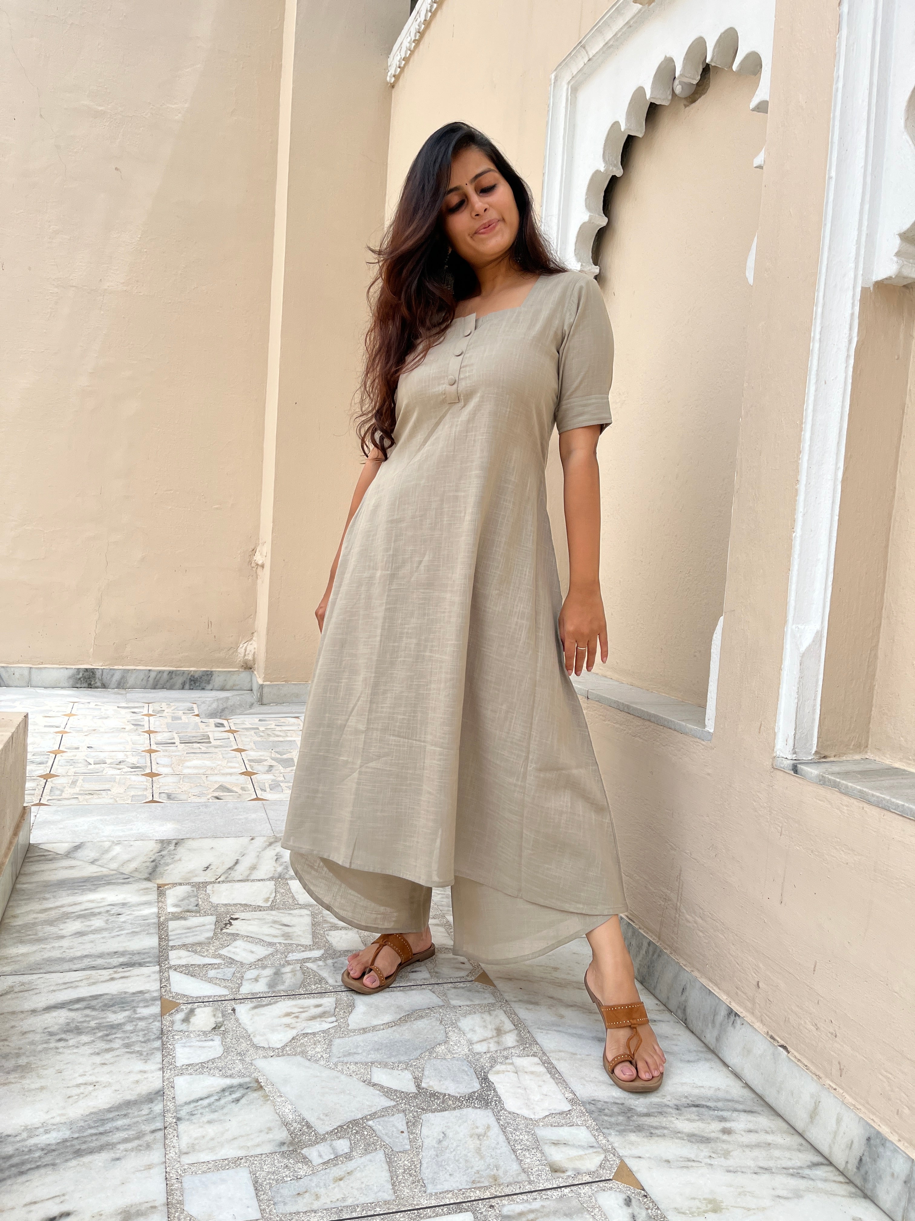 Stuti Kurta with Dhoti Pants in Beige