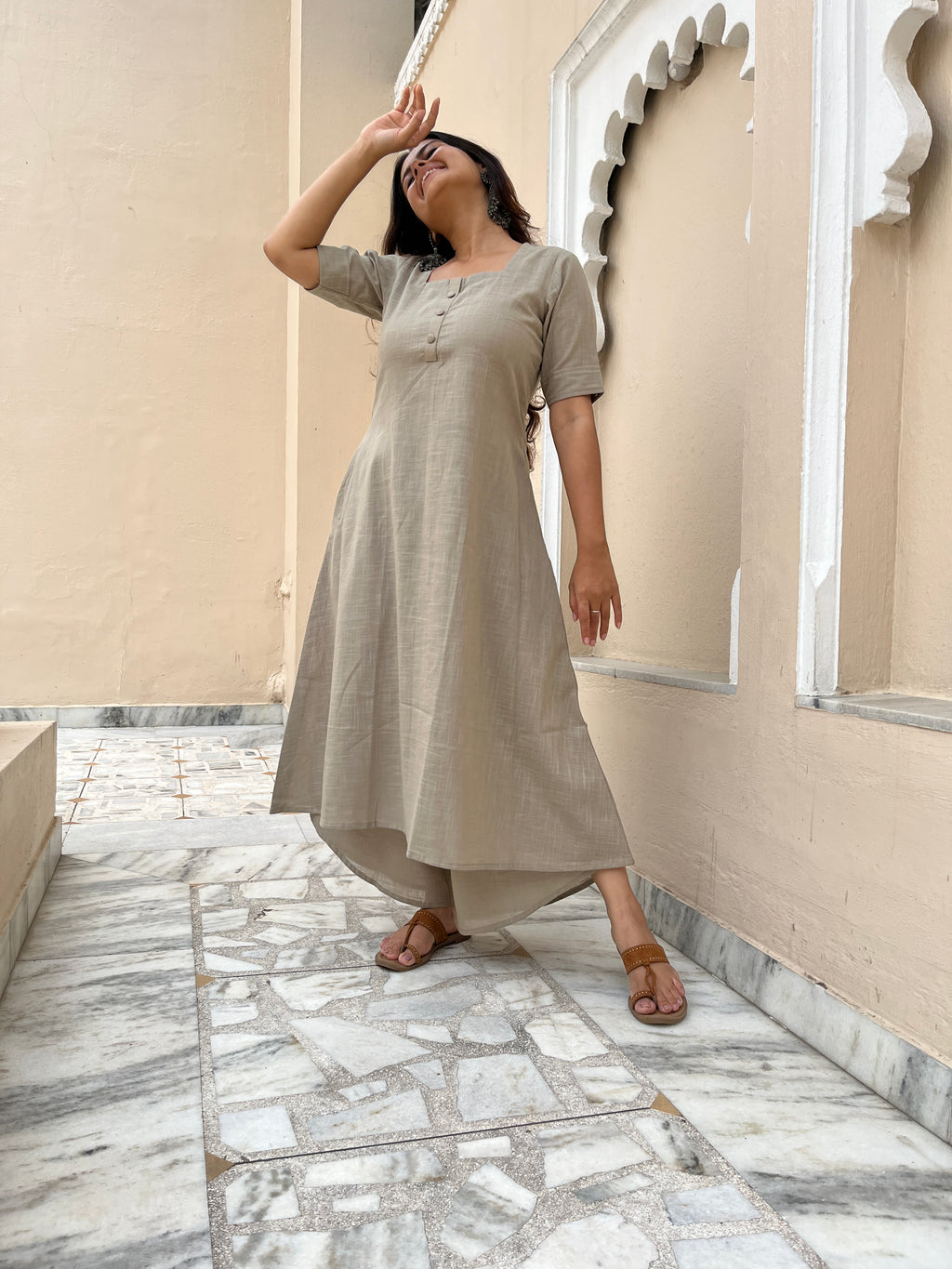 Stuti Kurta with Dhoti Pants in Beige