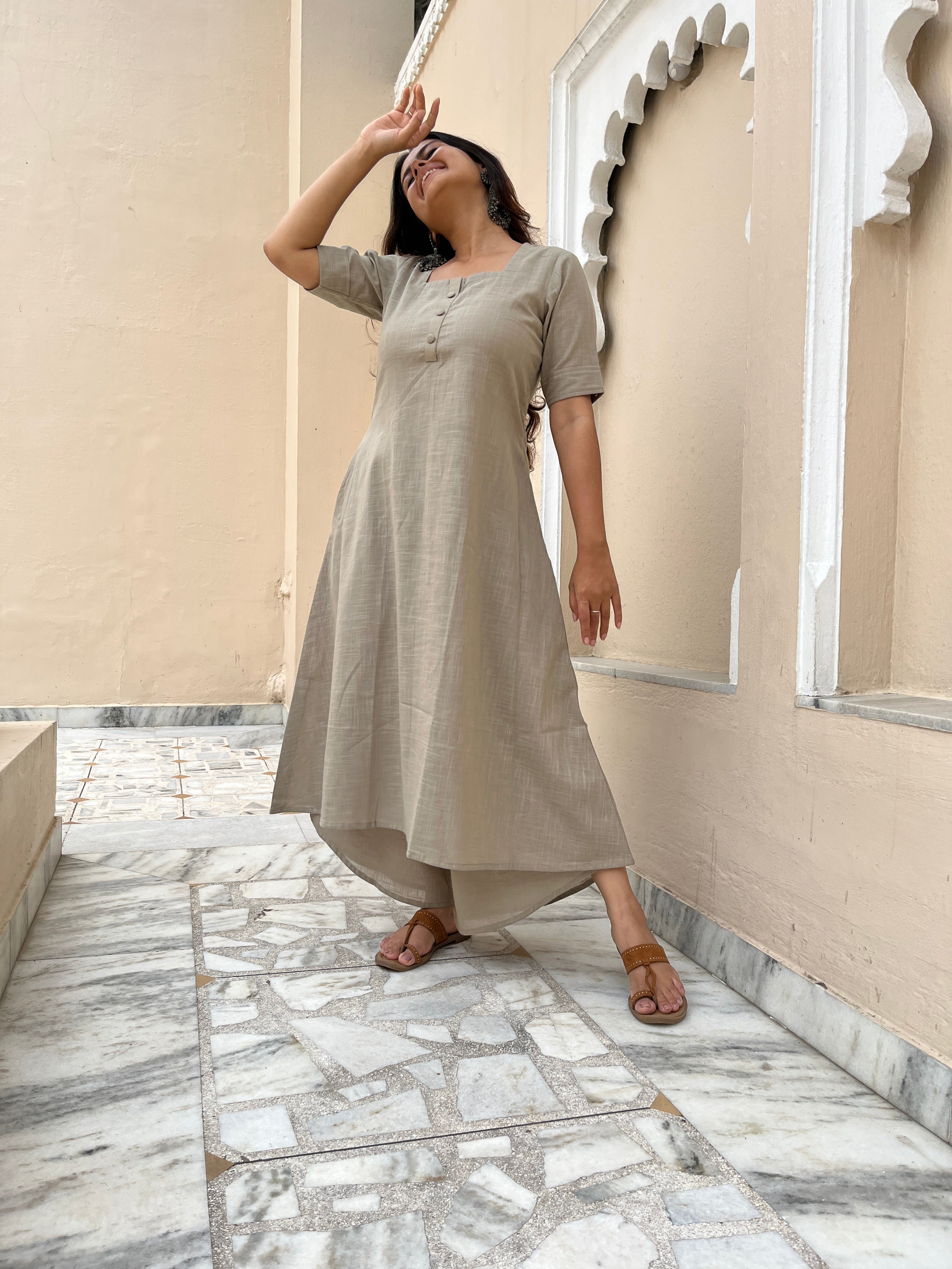 Stuti Kurta with Dhoti Pants in Beige