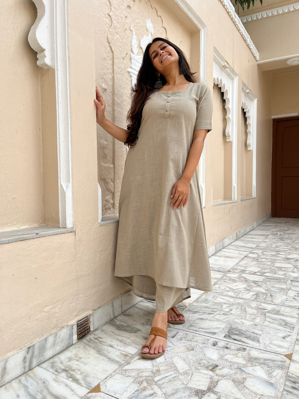 Stuti Kurta with Dhoti Pants in Beige
