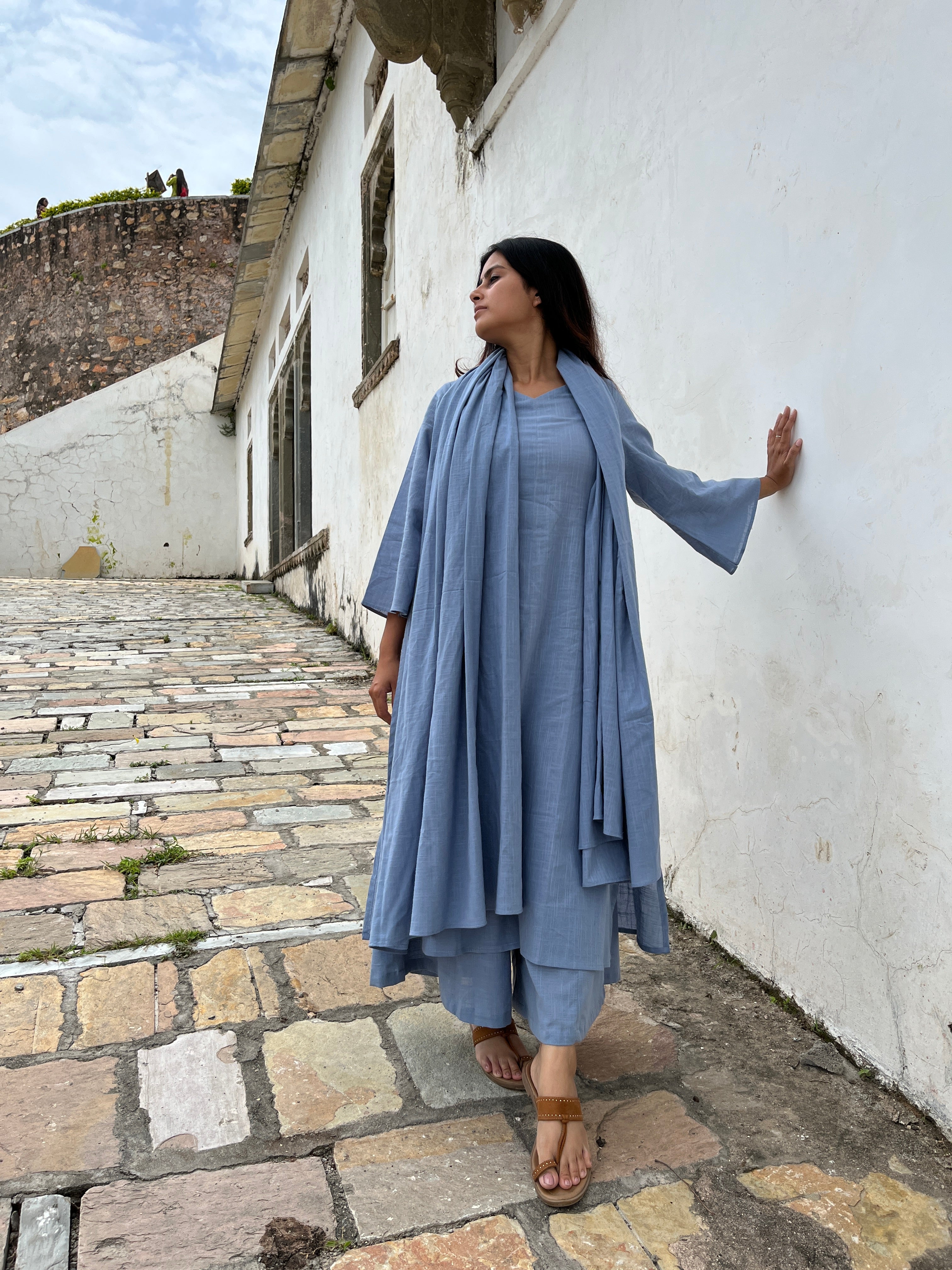 Maayaa suit set with Dupatta in Light Blue