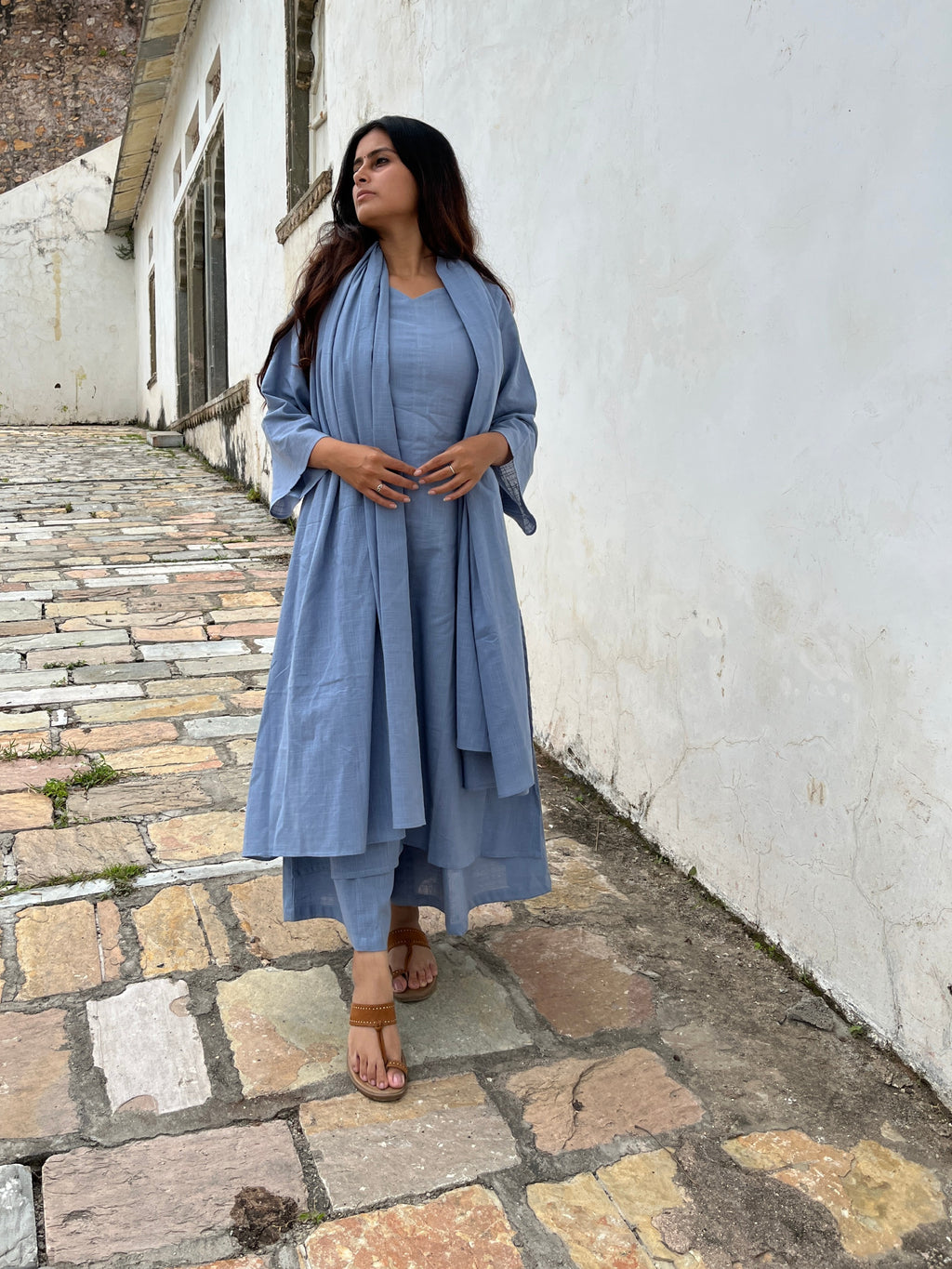 Maayaa suit set with Dupatta in Light Blue
