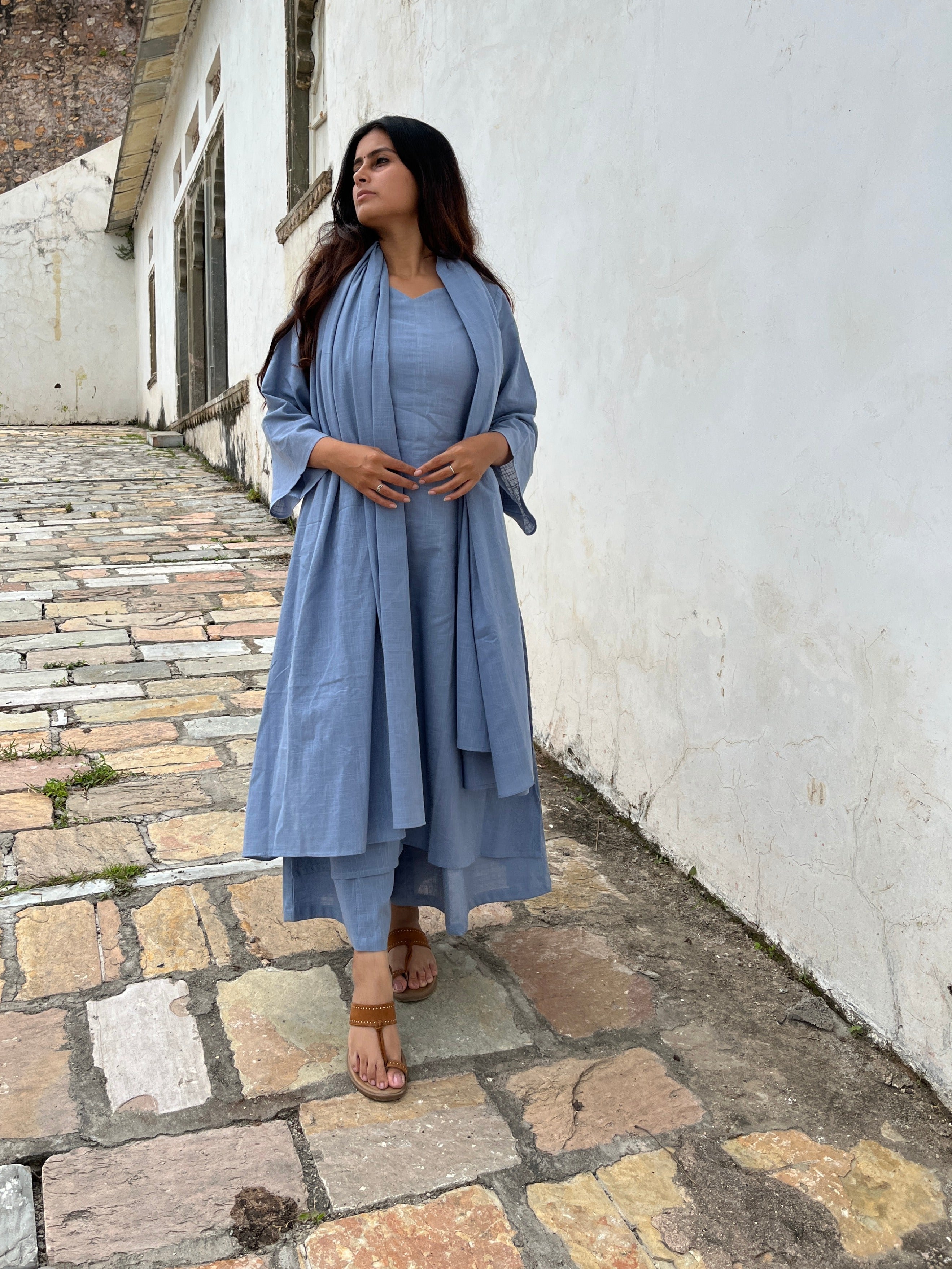 Maayaa suit set with Dupatta in Light Blue