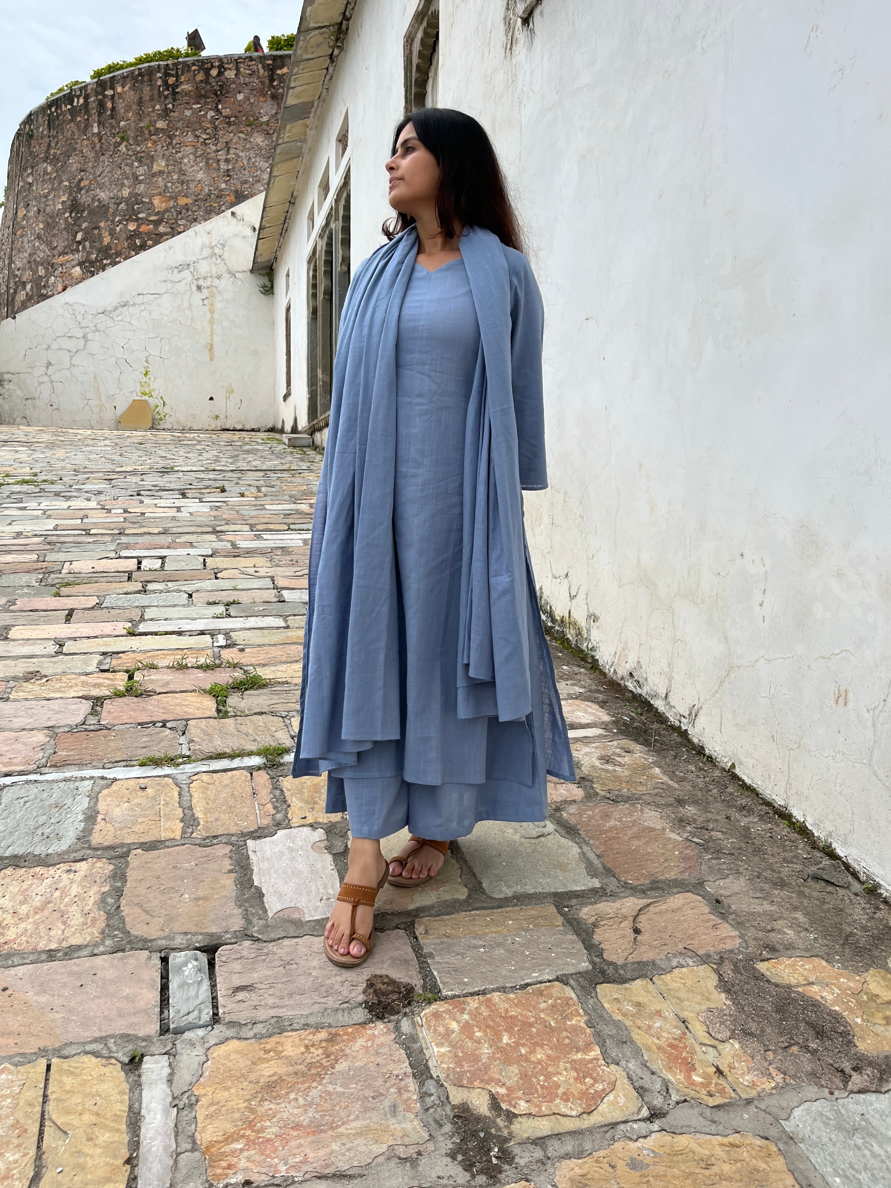 Maayaa suit set with Dupatta in Light Blue