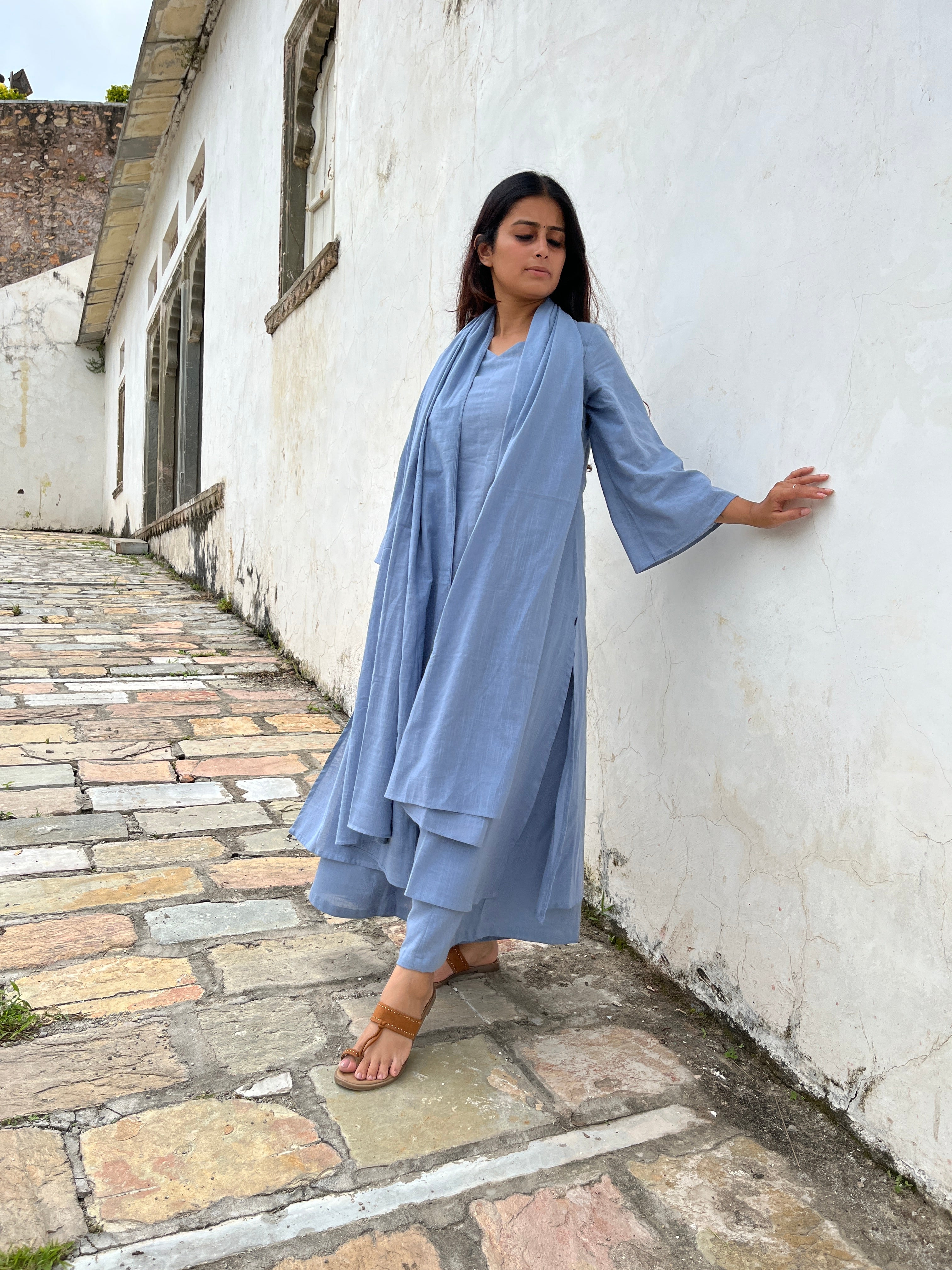 Maayaa suit set with Dupatta in Light Blue