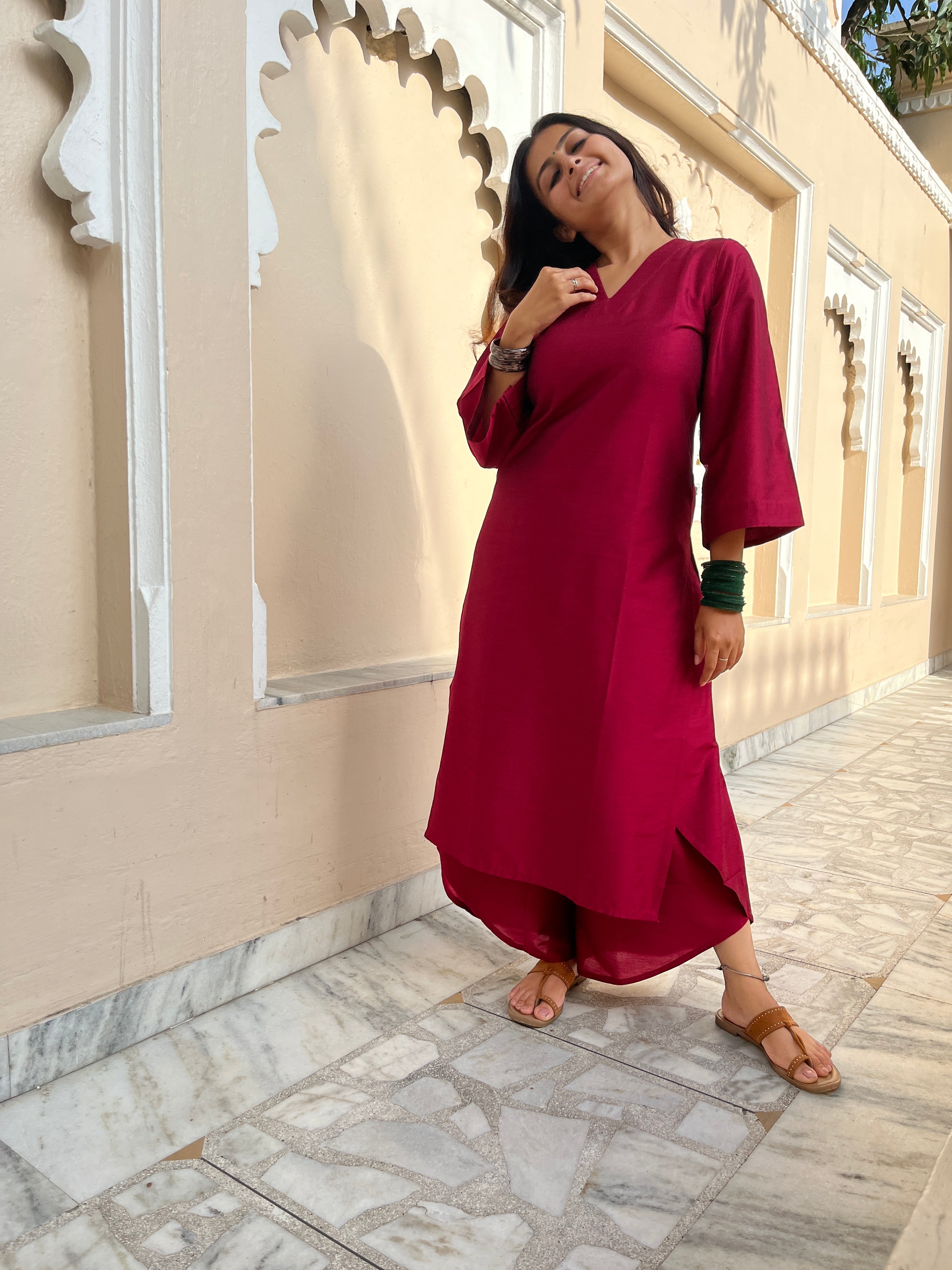 Aarzoo kurta with Dhoti pants in Red
