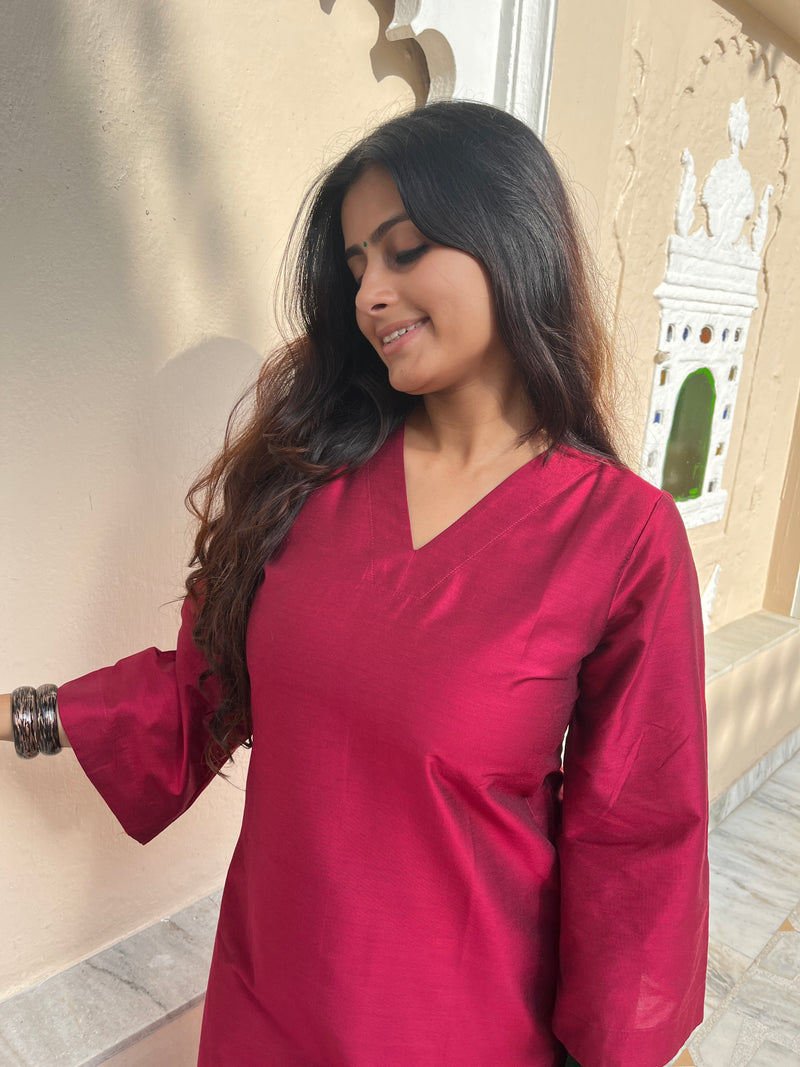 Aarzoo kurta with Dhoti pants in Red
