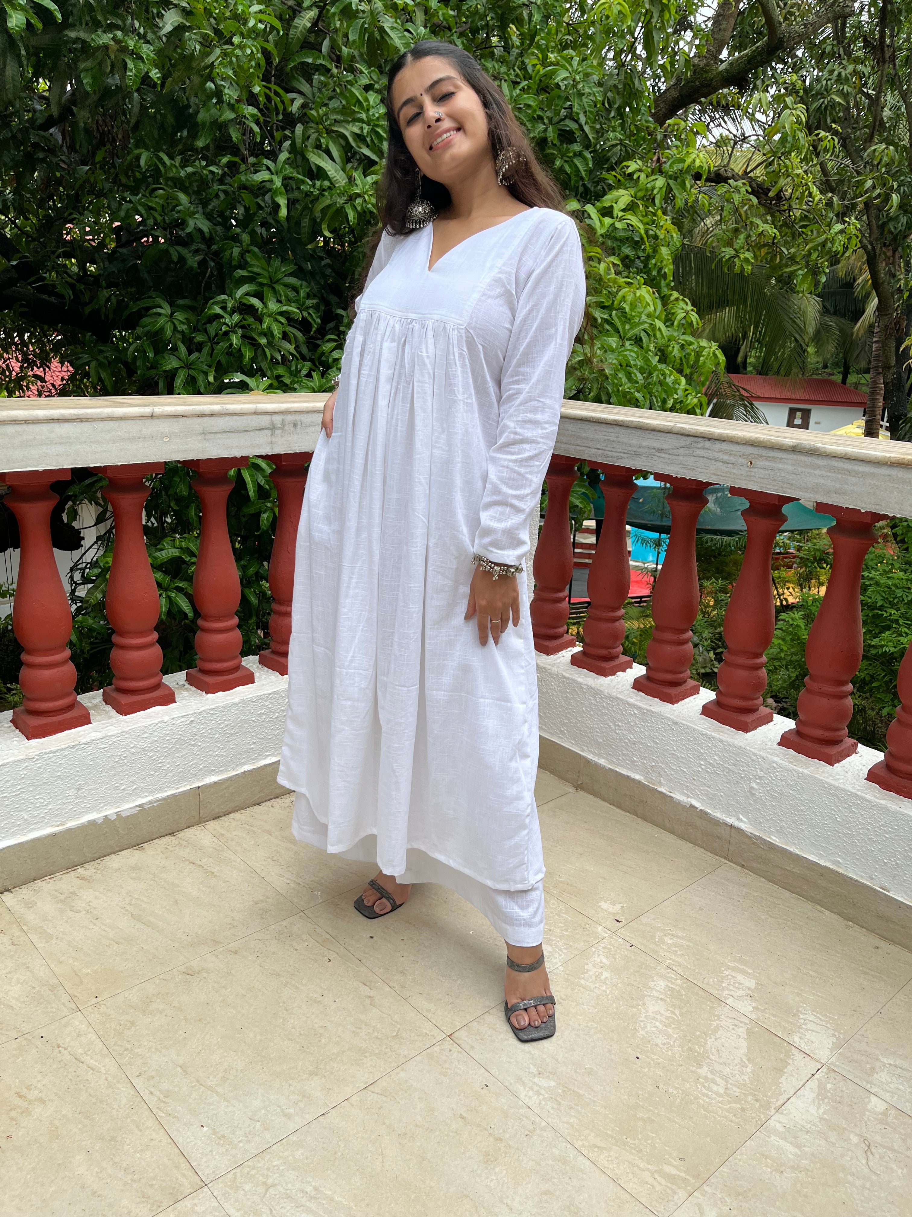 White Gher Kurta