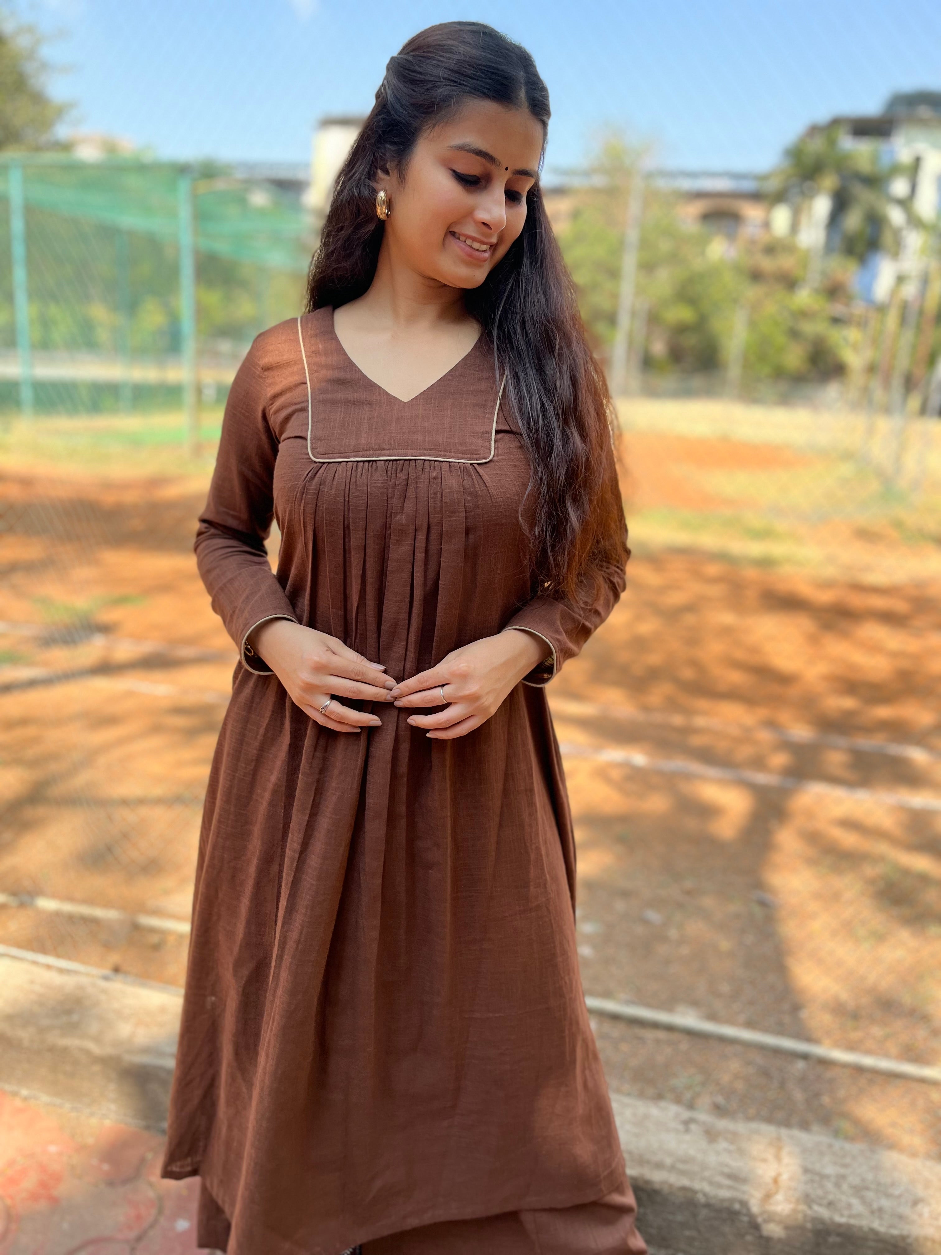 Rooh suit set in coffee brown