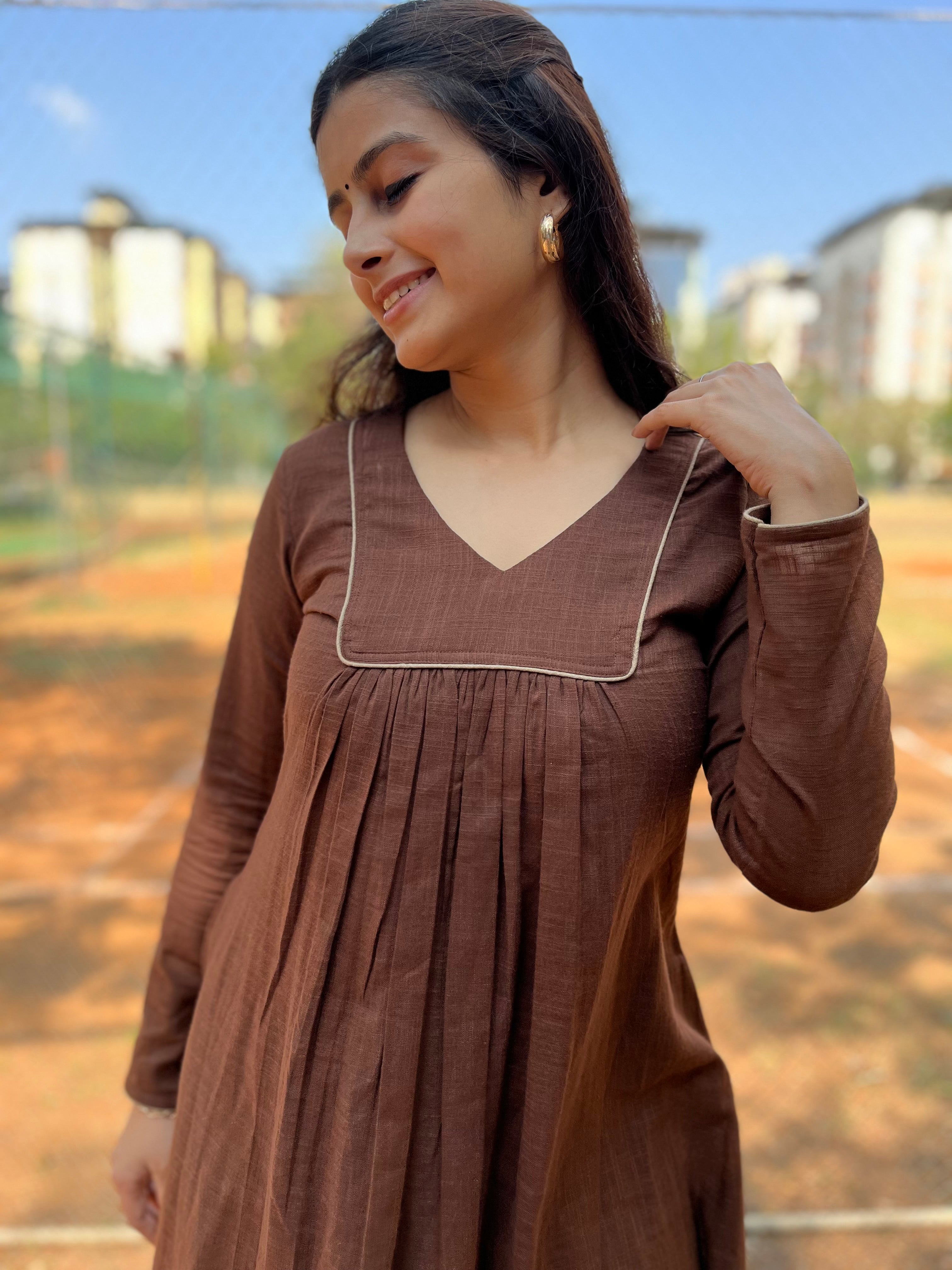 Rooh suit set in coffee brown
