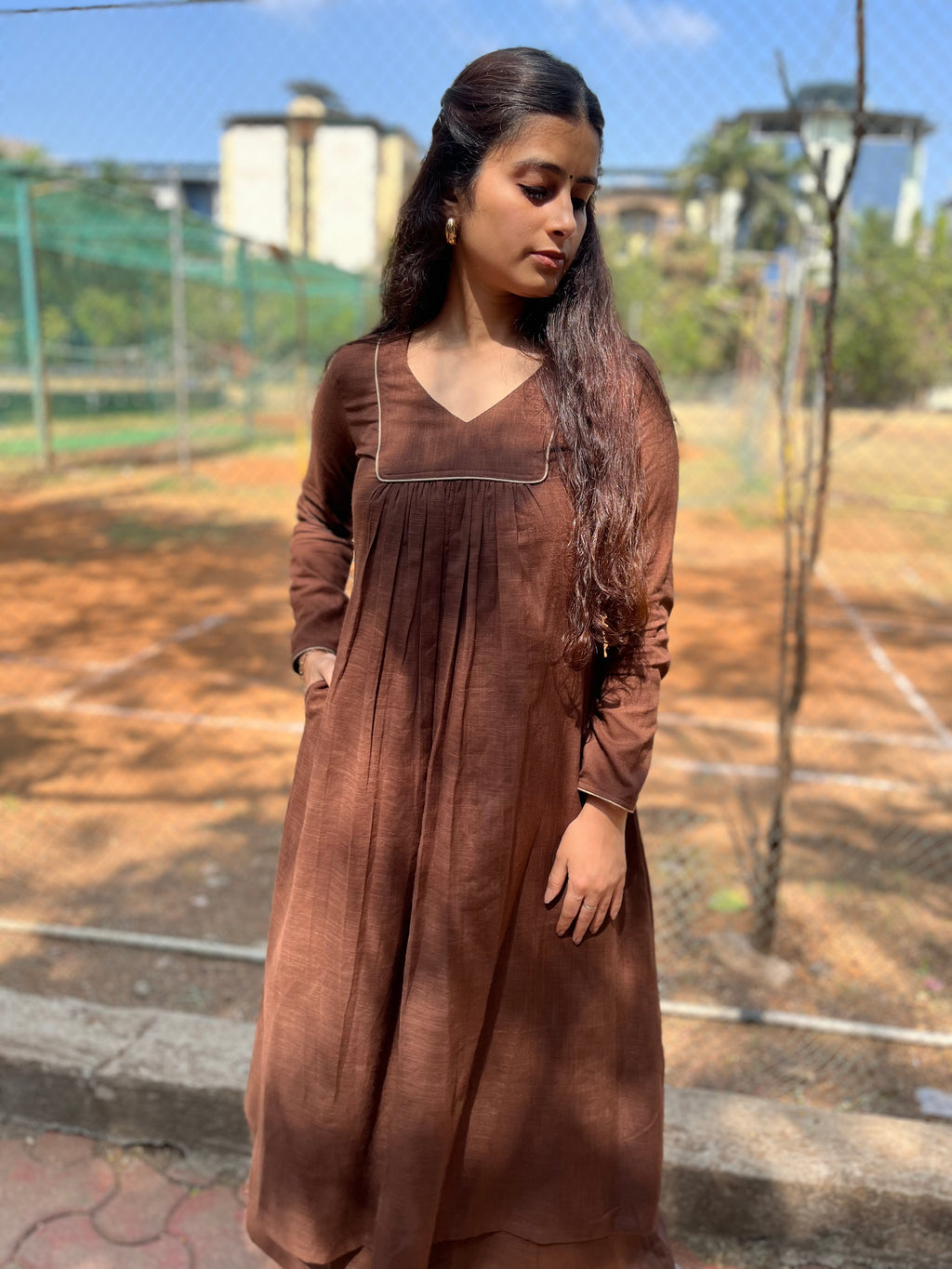 Rooh suit set in coffee brown