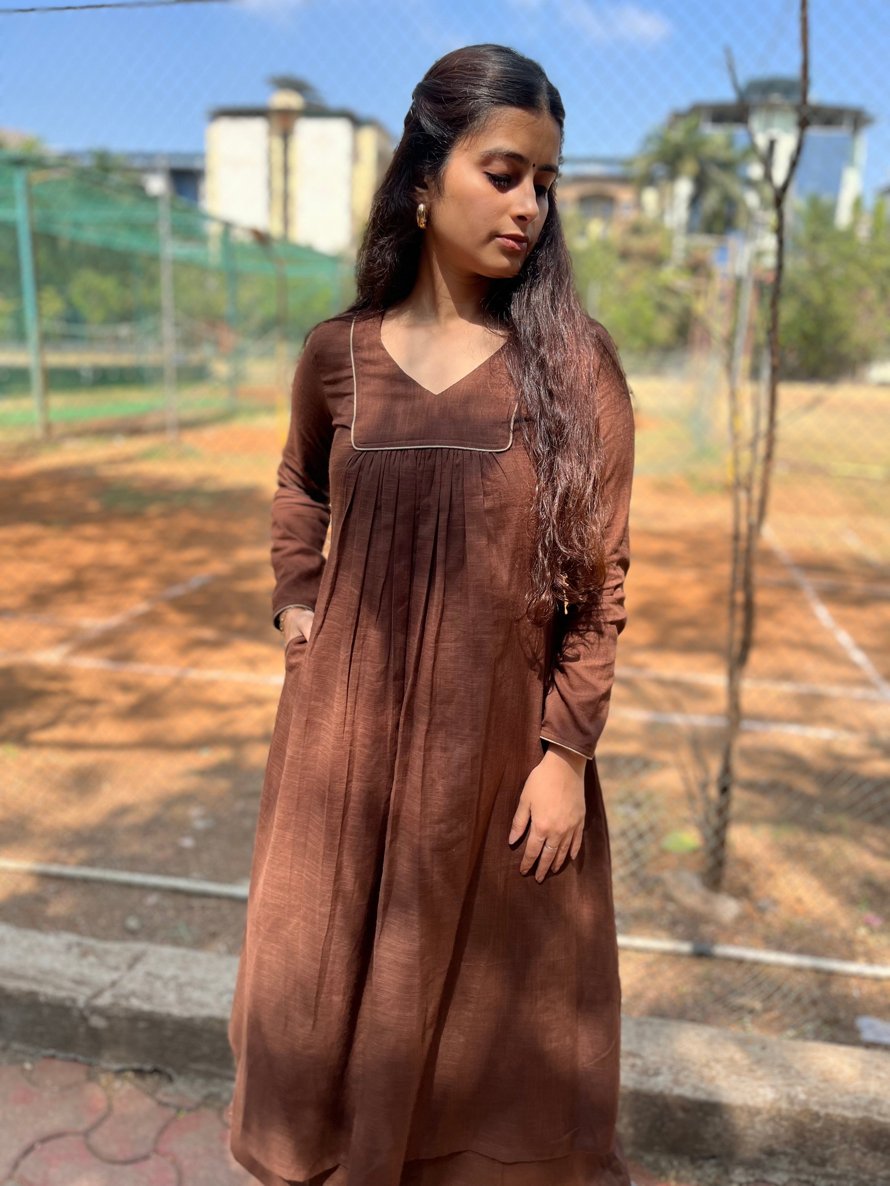 Rooh suit set in coffee brown