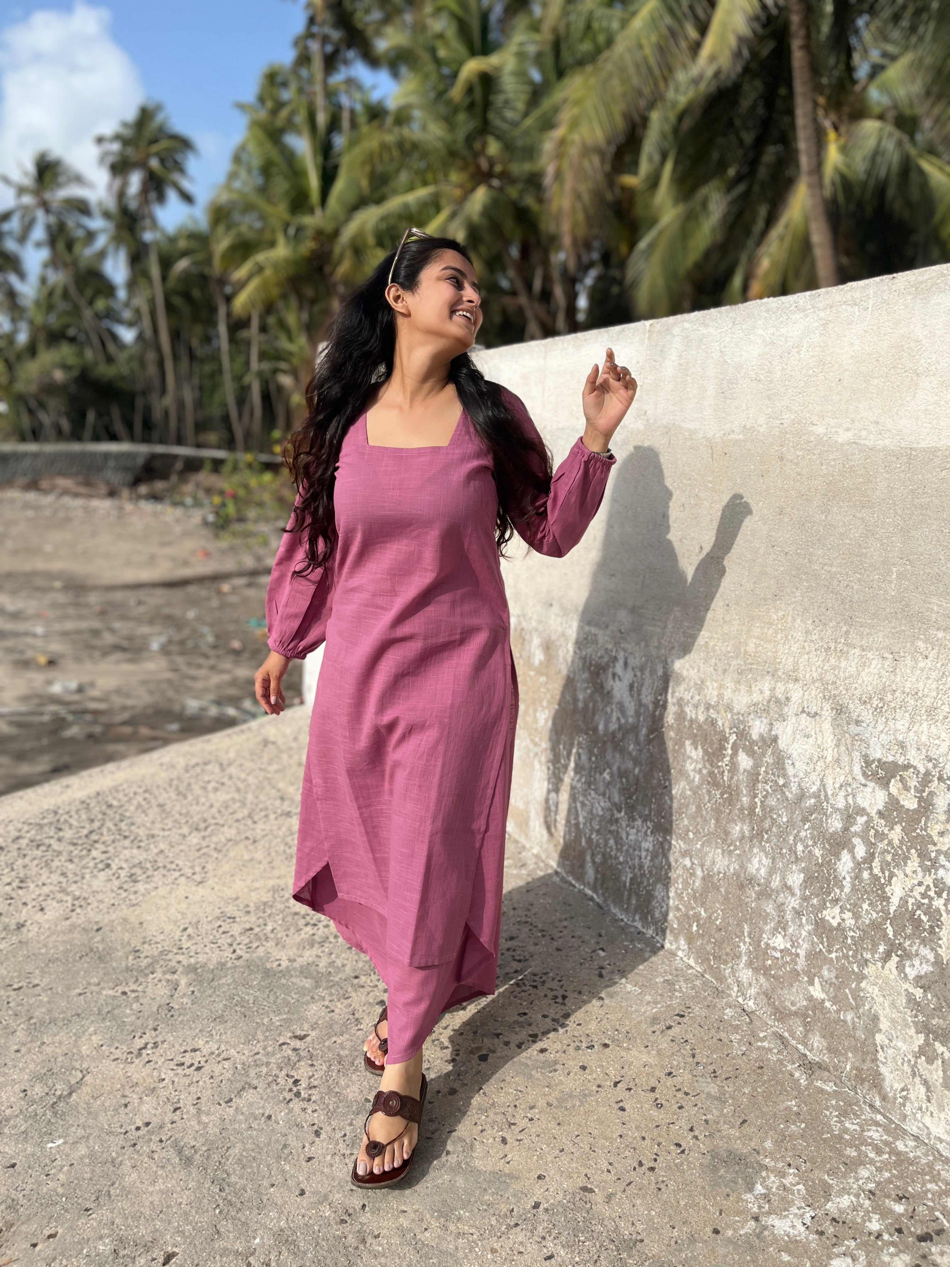 Raya Kurta with Dhoti Pants in mauve