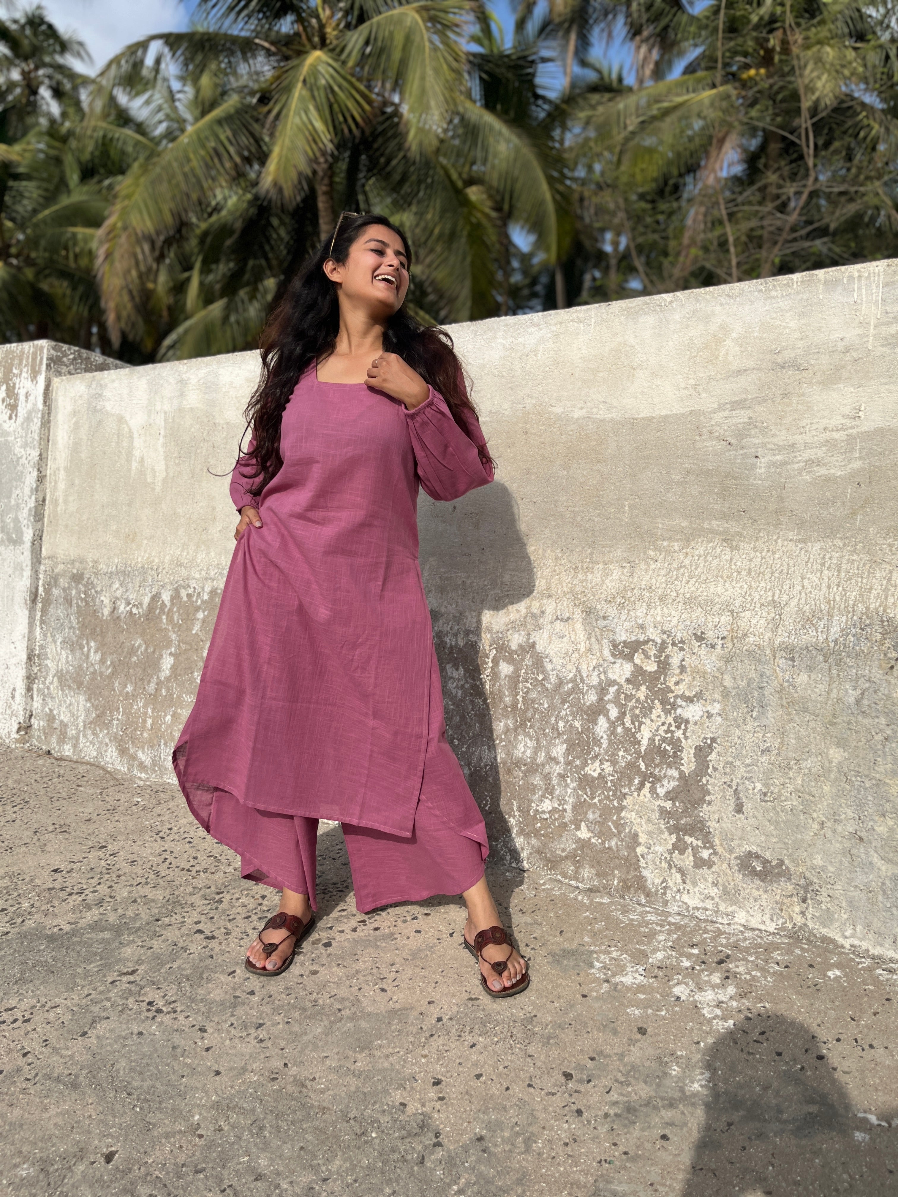 Raya Kurta with Dhoti Pants in mauve