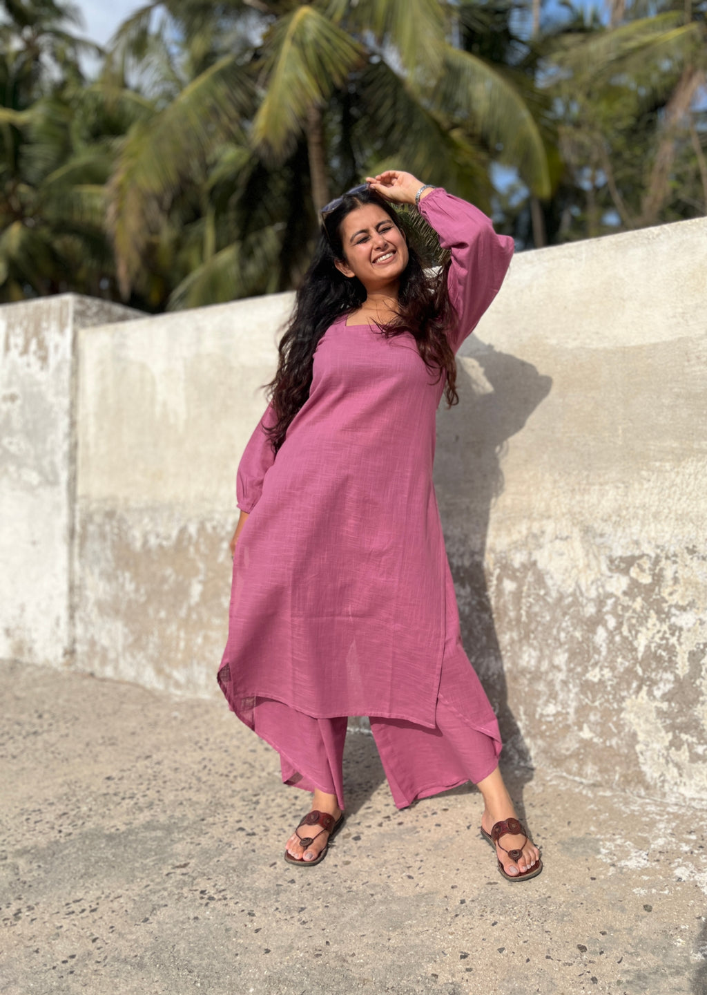Raya Kurta with Dhoti Pants in mauve