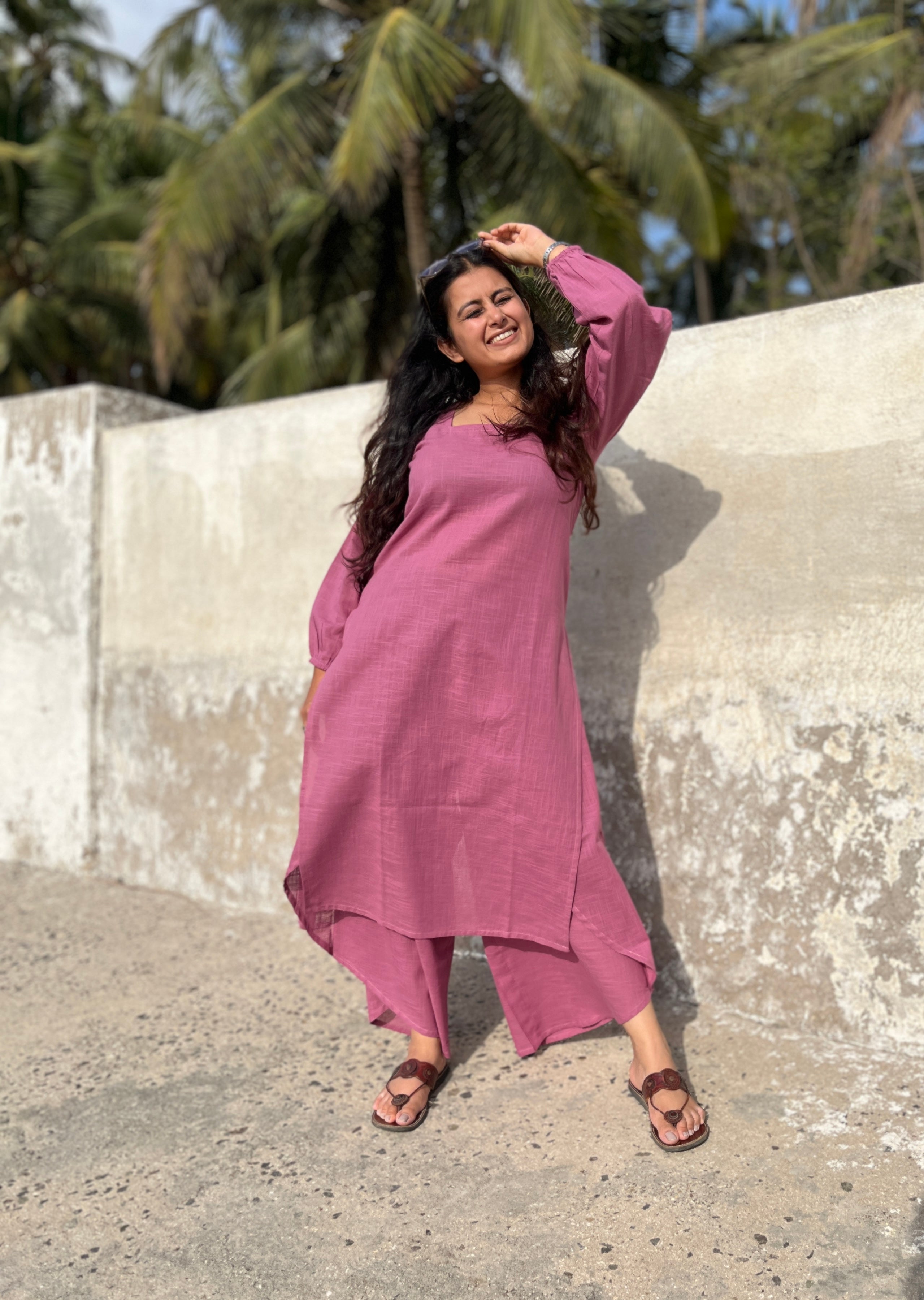 Raya Kurta with Dhoti Pants in mauve