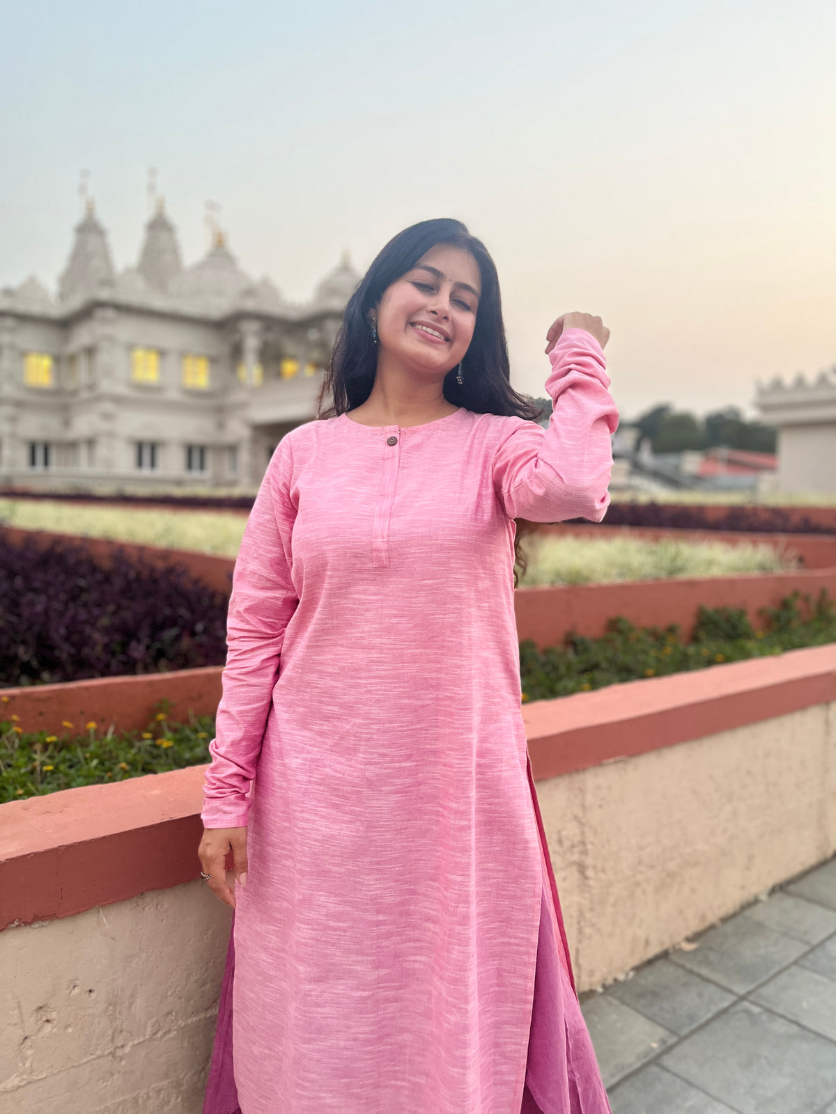Anah Kurta in baby pink
