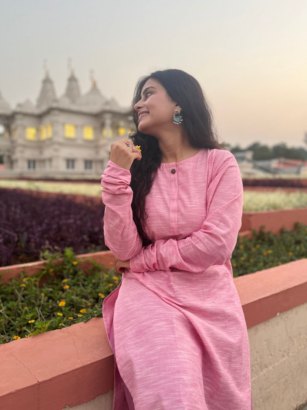 Anah Kurta in baby pink