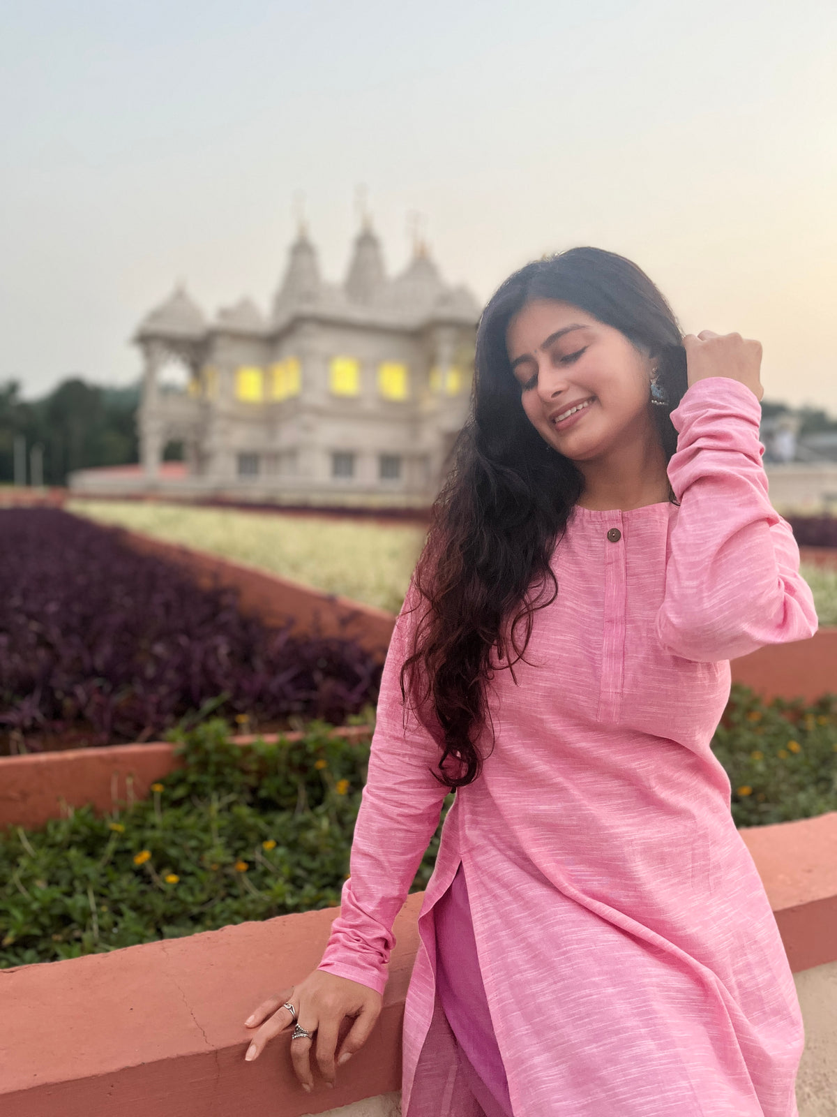 Anah Kurta in baby pink