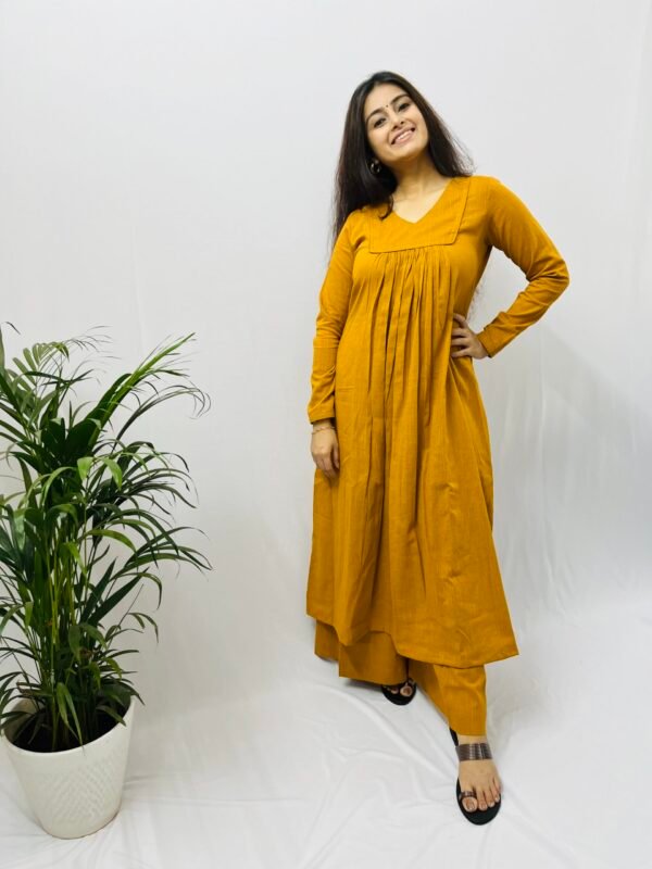 Mustard yellow Kurta with a pocket