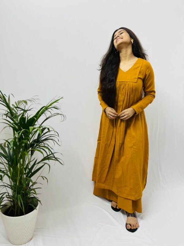 Mustard yellow Kurta with a pocket