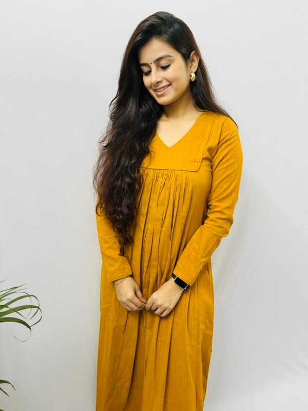 Mustard yellow Kurta with a pocket