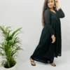 Black Anarkali pure cotton Kurta with pocket