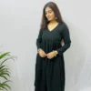 Black Anarkali pure cotton Kurta with pocket