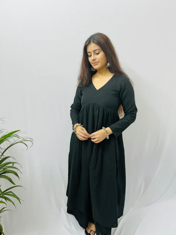 Black Anarkali pure cotton Kurta with pocket