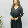 Black Anarkali pure cotton Kurta with pocket